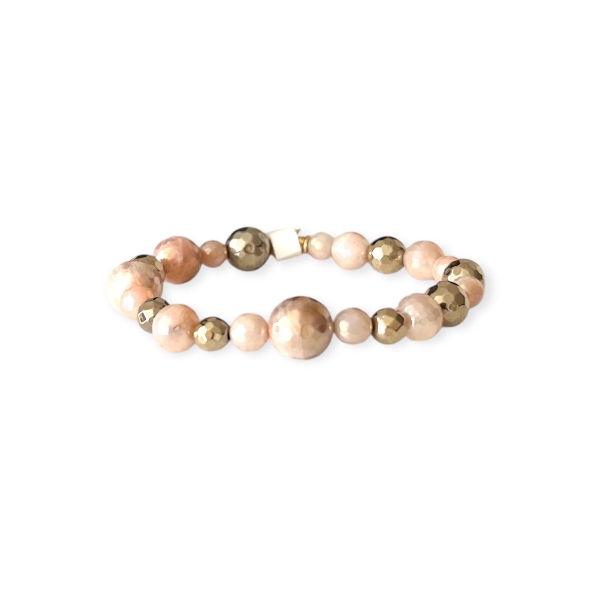Rose Gold Mix Metal Stretch Large Bead Bracelet - Bella's House Tulsa