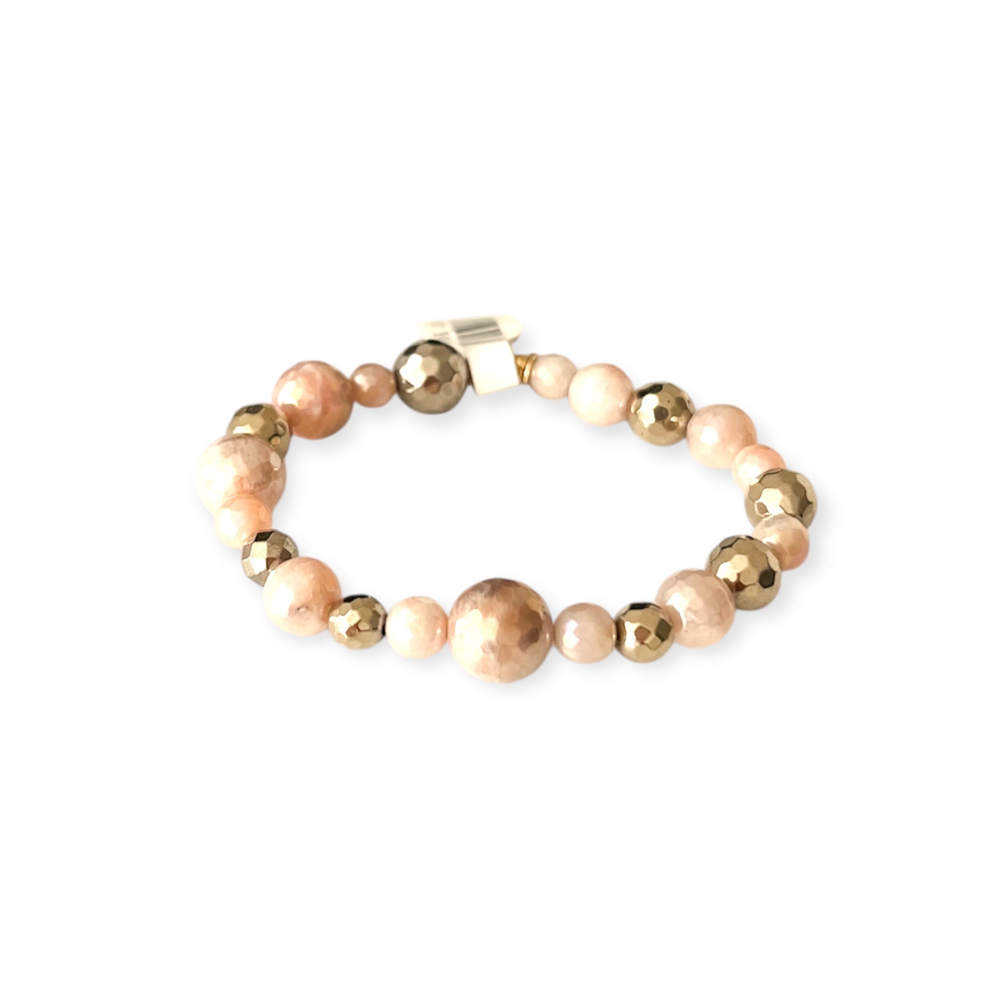 Rose Gold Mix Metal Stretch Large Bead Bracelet - Bella's House Tulsa