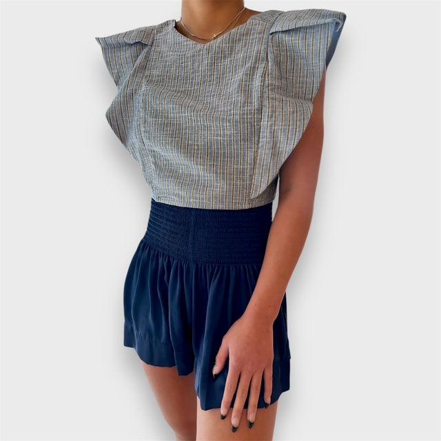 Cecilia Top Metallic Chambray - Bella's House Tulsa