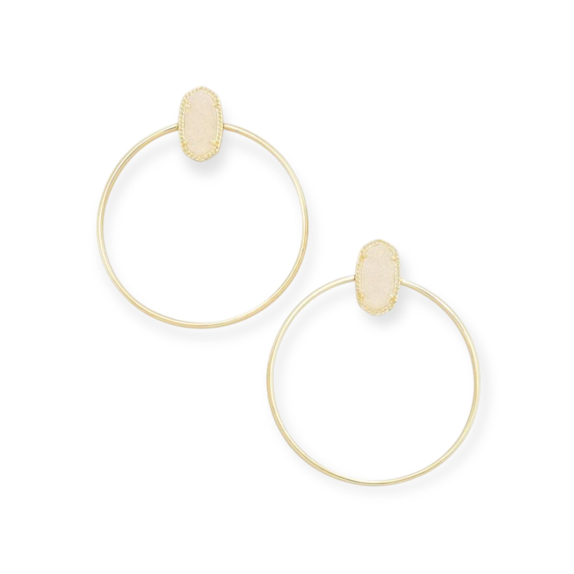 Mayra Open Frame Earring Gold Drusy - Bella's House Tulsa