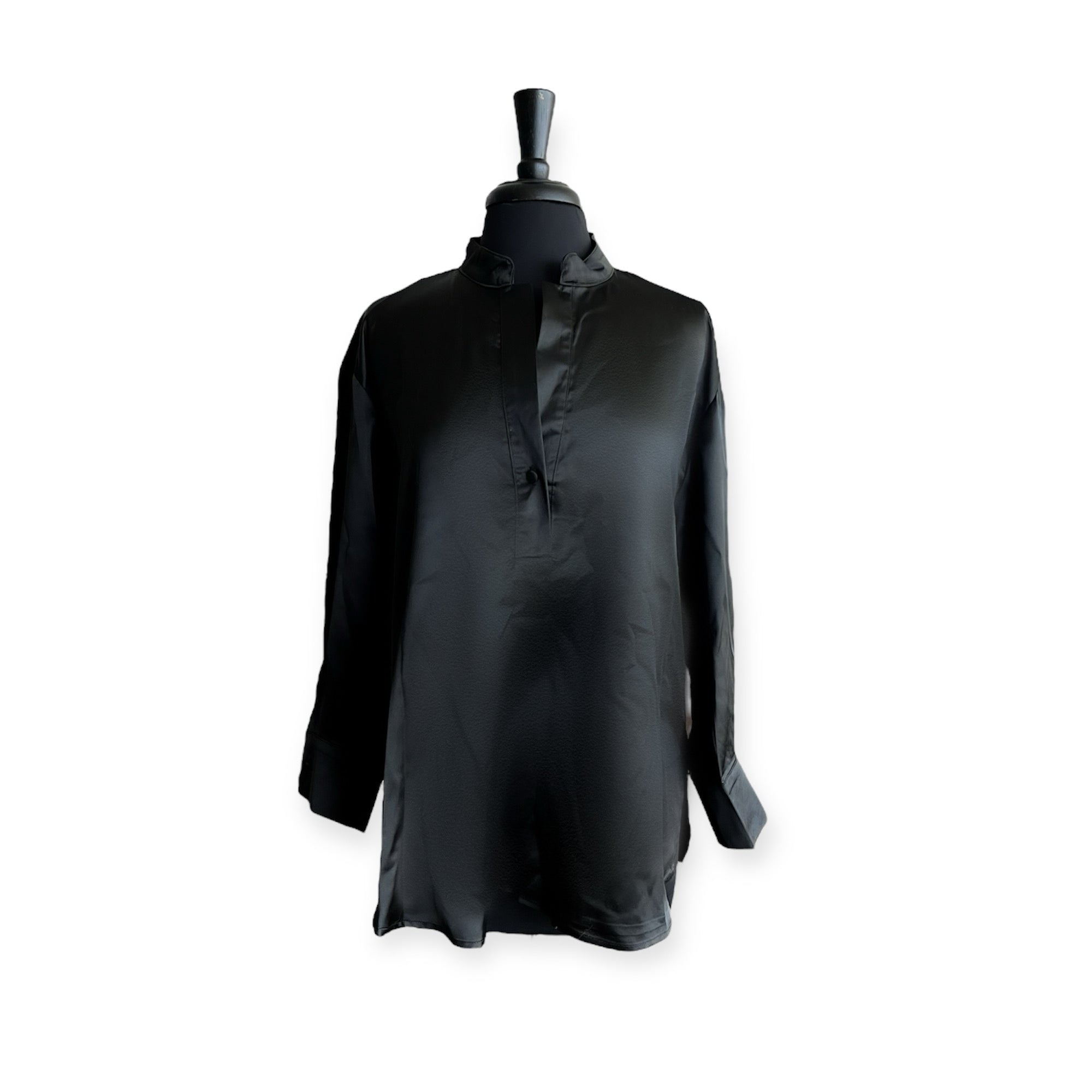 Black Silky Blouse - Bella's House Tulsa