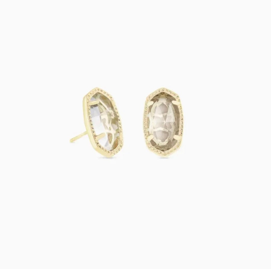 Ellie Gold Stud Earrings in Clear Crystal