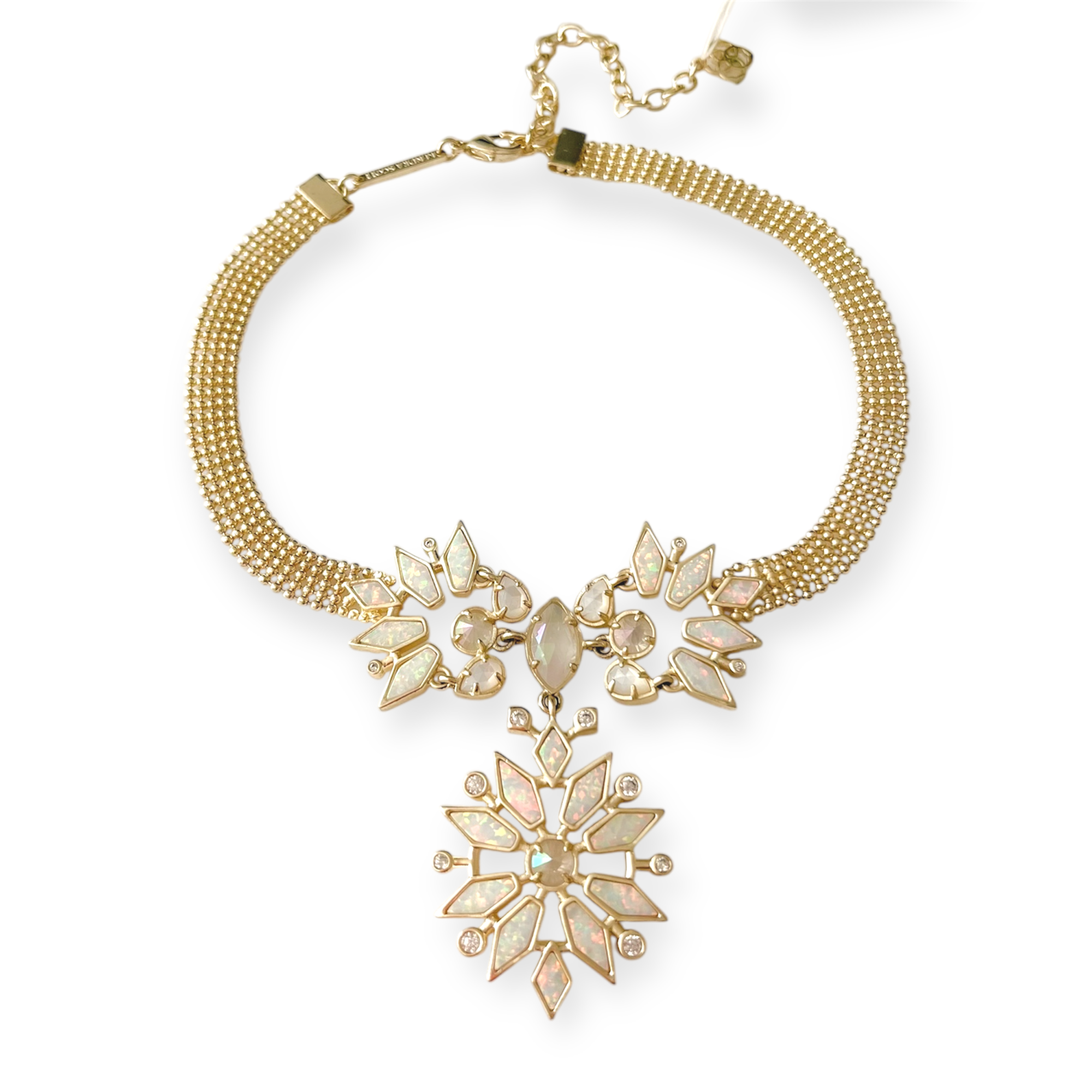 Isabella Choker Necklace In White Kyocera Opal