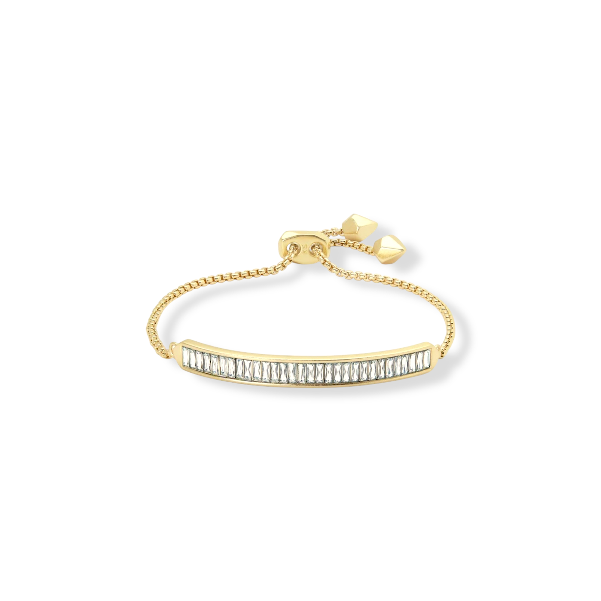 Jack Adjustable Gold Chain Bracelet in White Crystal