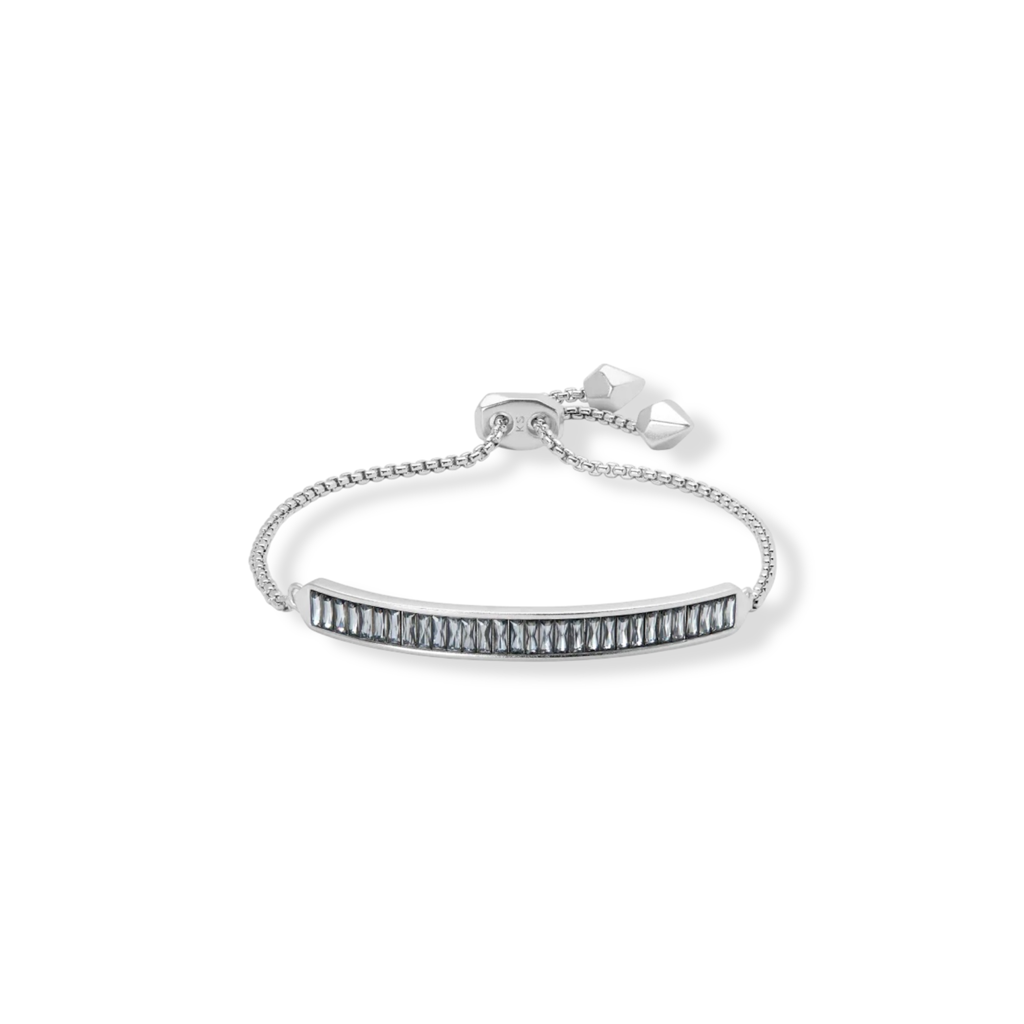 Jack Adjustable Silver Chain Bracelet in Charcoal Gray Crystal