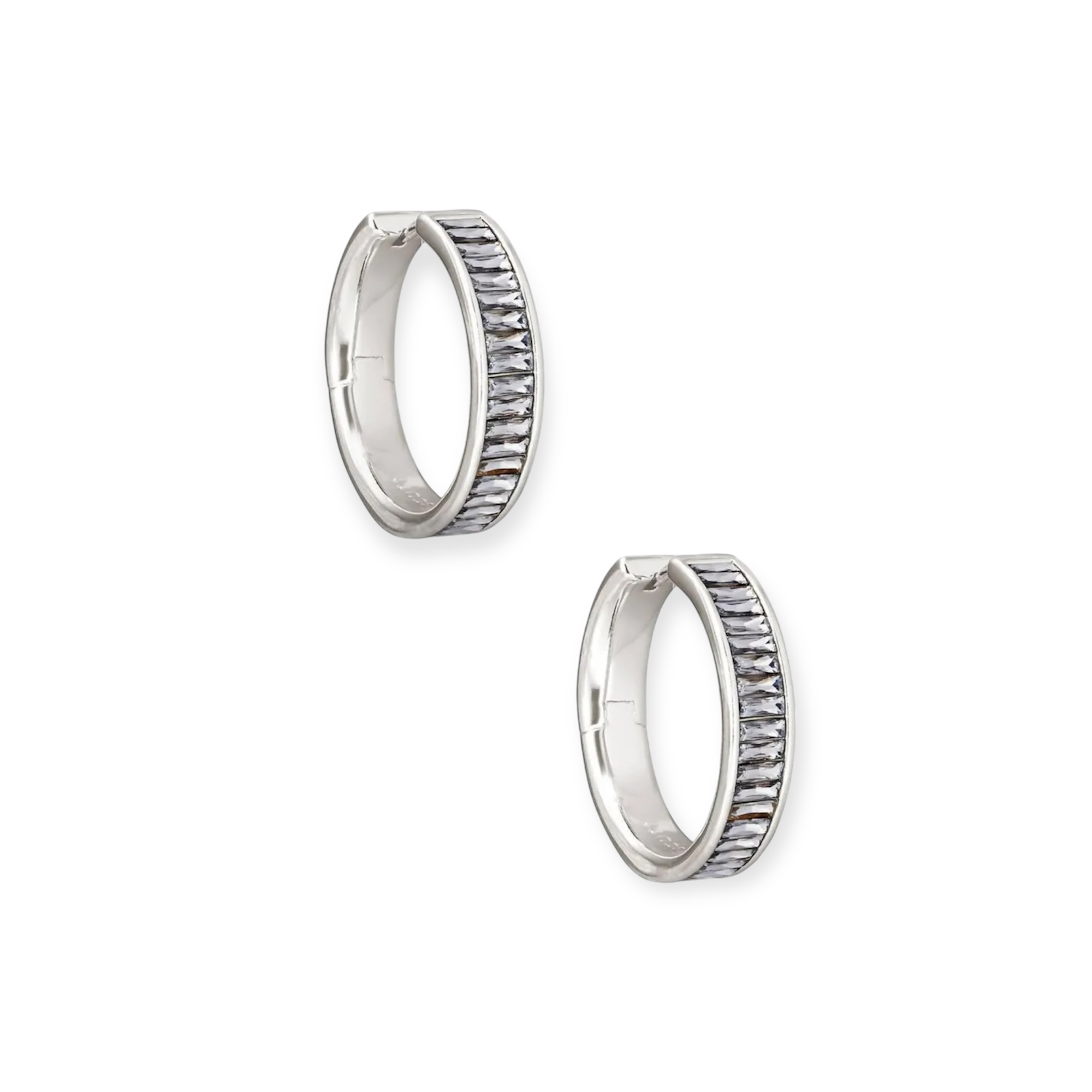 Jack Hoop Earrings in Silver Charcoal Gray Crystals