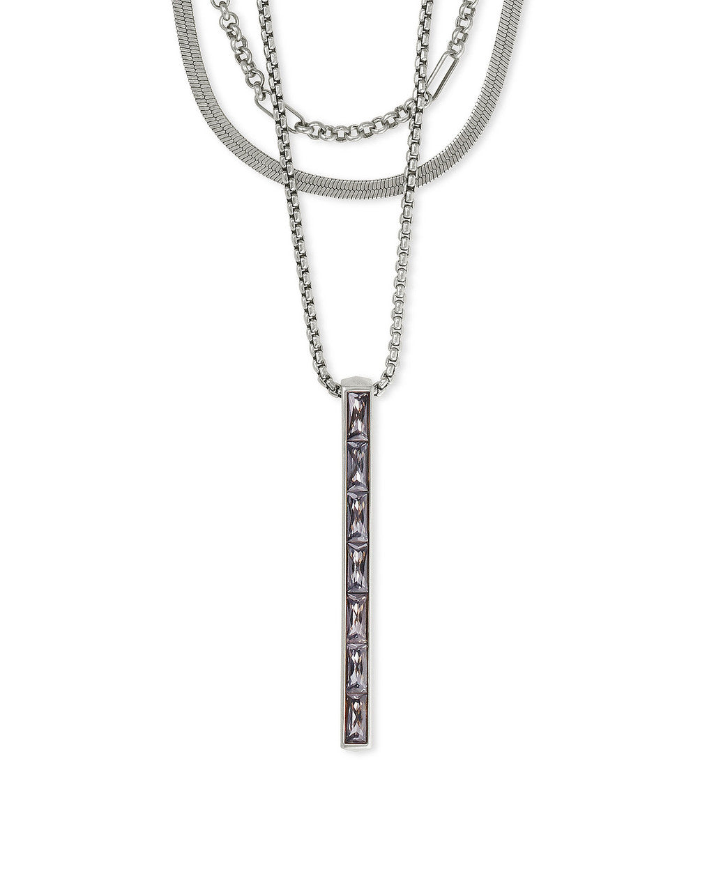 Jack Multi Strand Necklace in Charcoal Gray Crystal