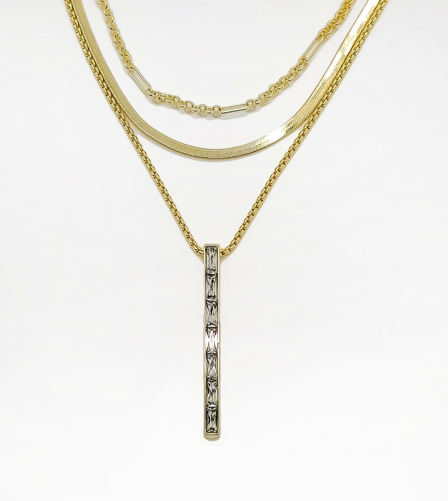 Jack Multi Strand Necklace in Vintage Gold Gray Crystal
