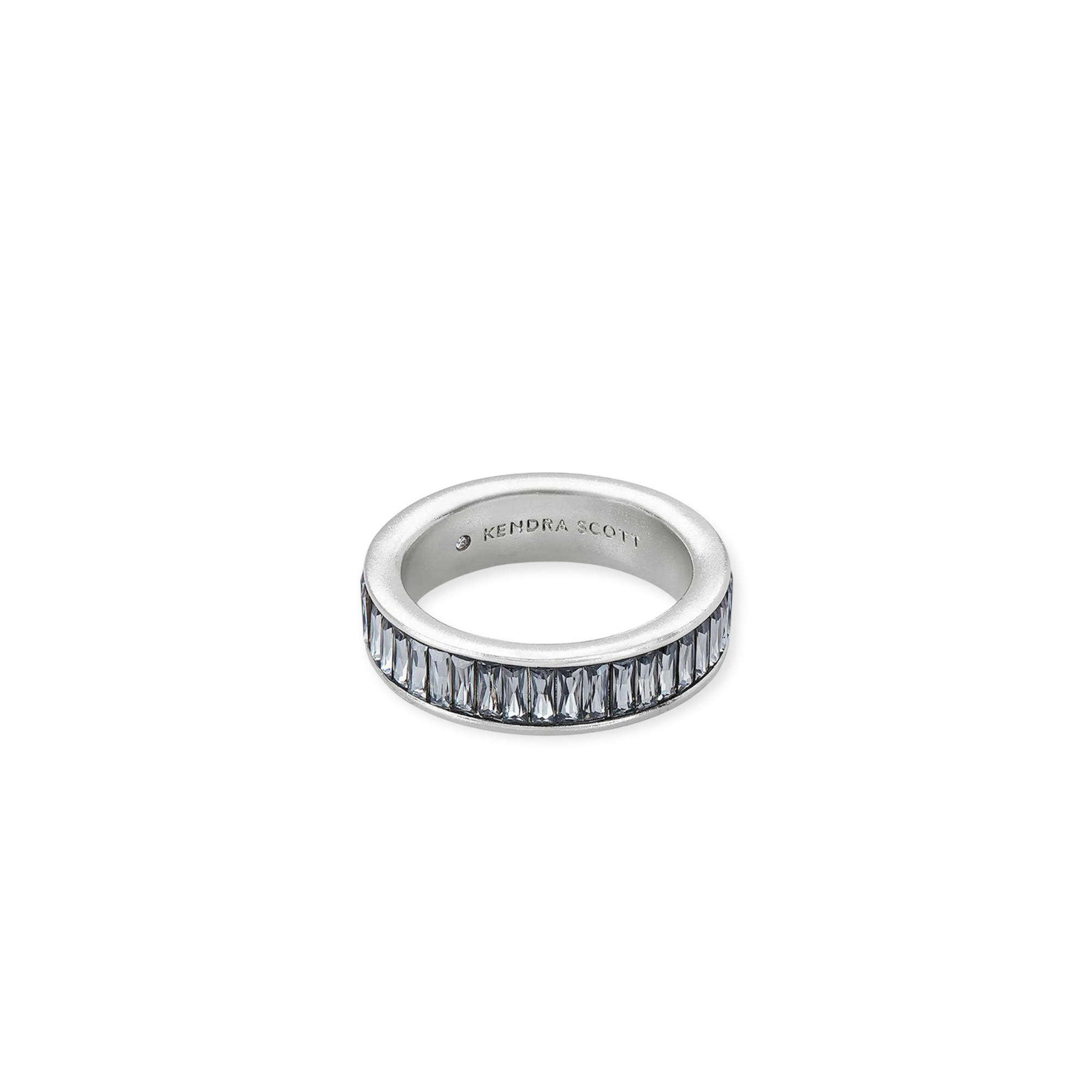 Jack Silver Band Ring in Charcoal Crystal