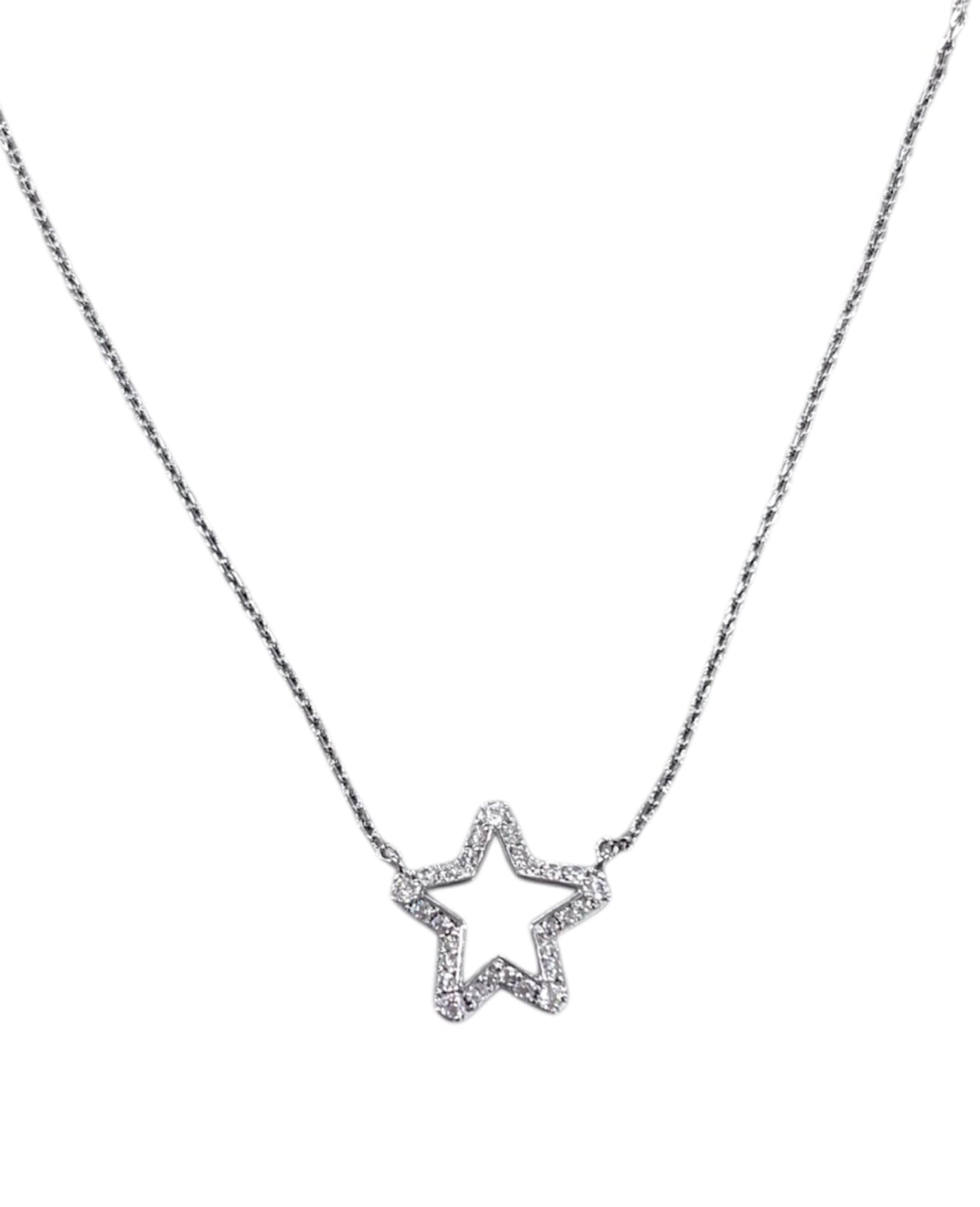 Jae Star Silver Pendant Necklace In White Crystal
