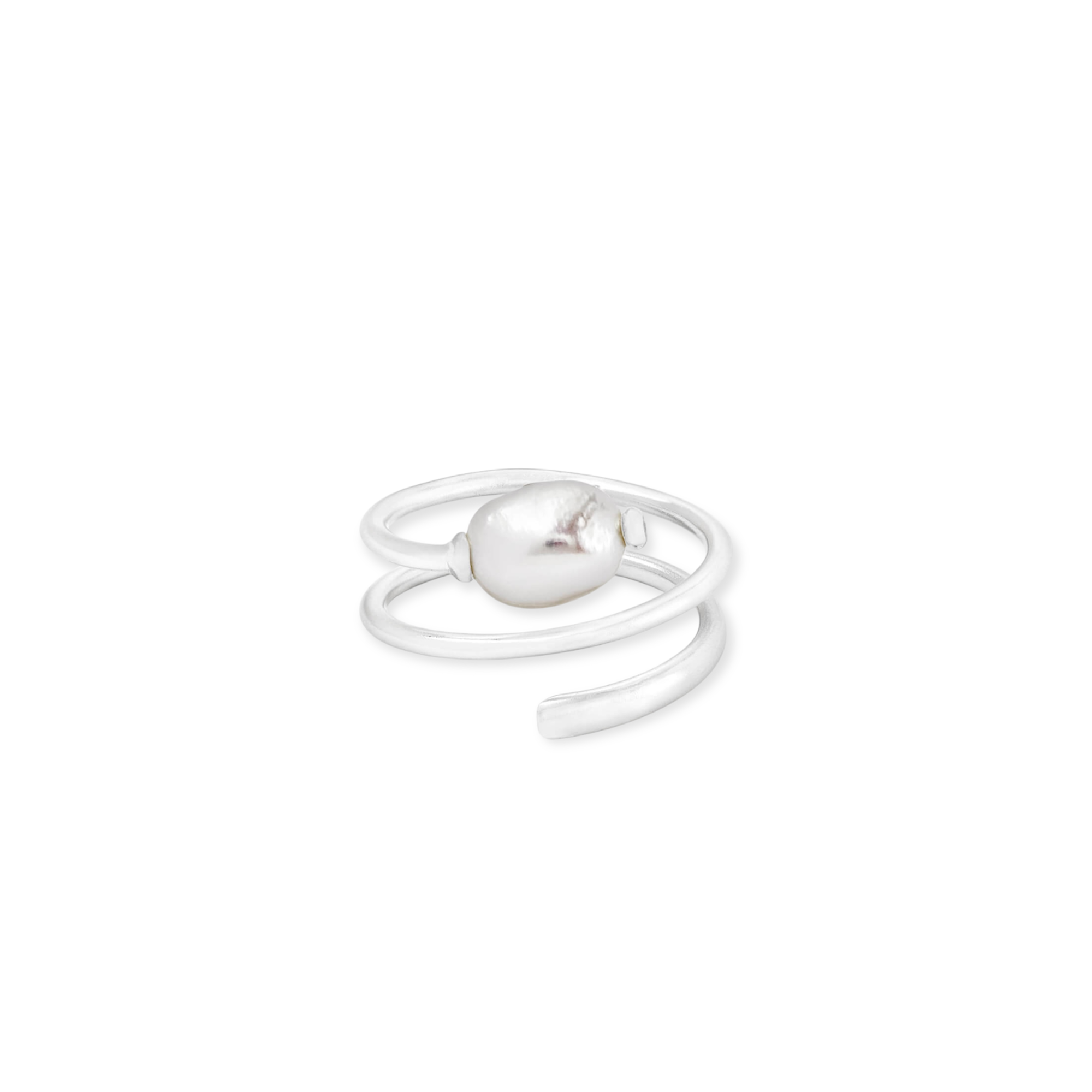 Jayla Bright Silver Ring Baroque Pearl S/M