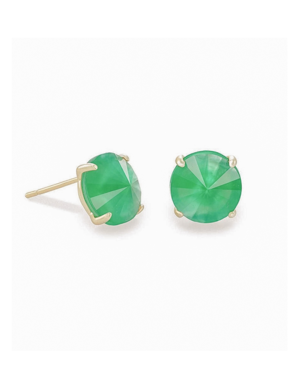 Jolie Gold Stud Jade Illusion Earrings