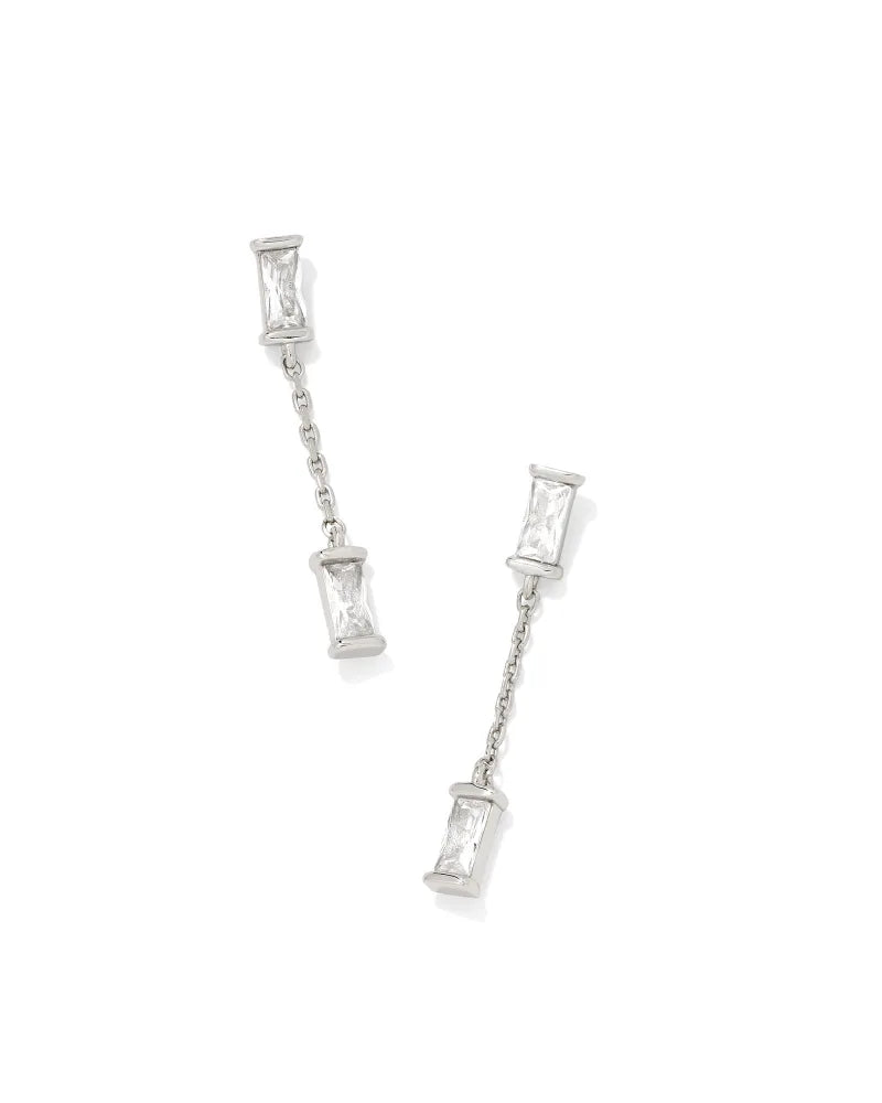 Juliette Silver Drop Earrings in White CZ