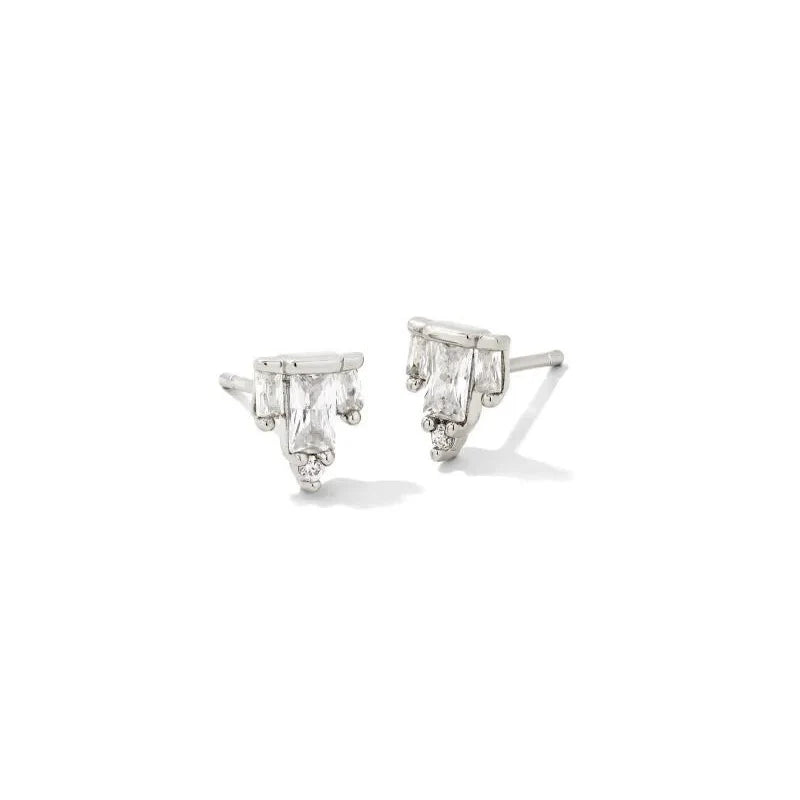 Juliette Silver Stud Earrings in White CZ
