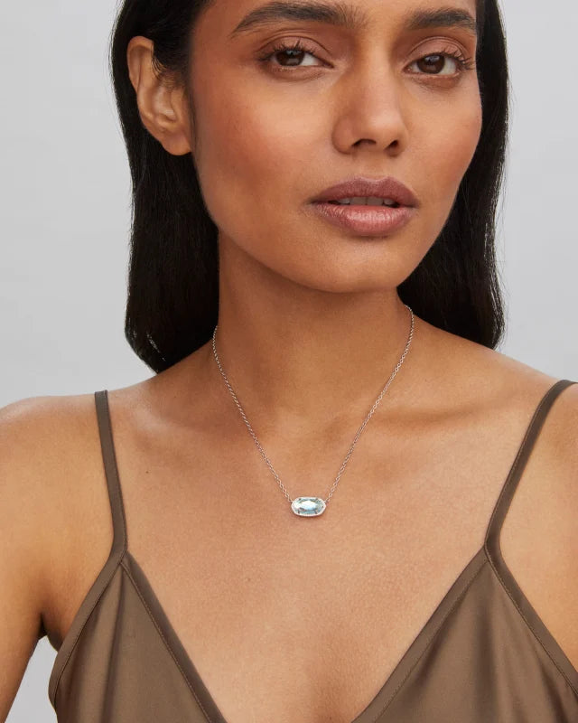 Elisa Silver Pendant Necklace Ivory in Dichroic Glass