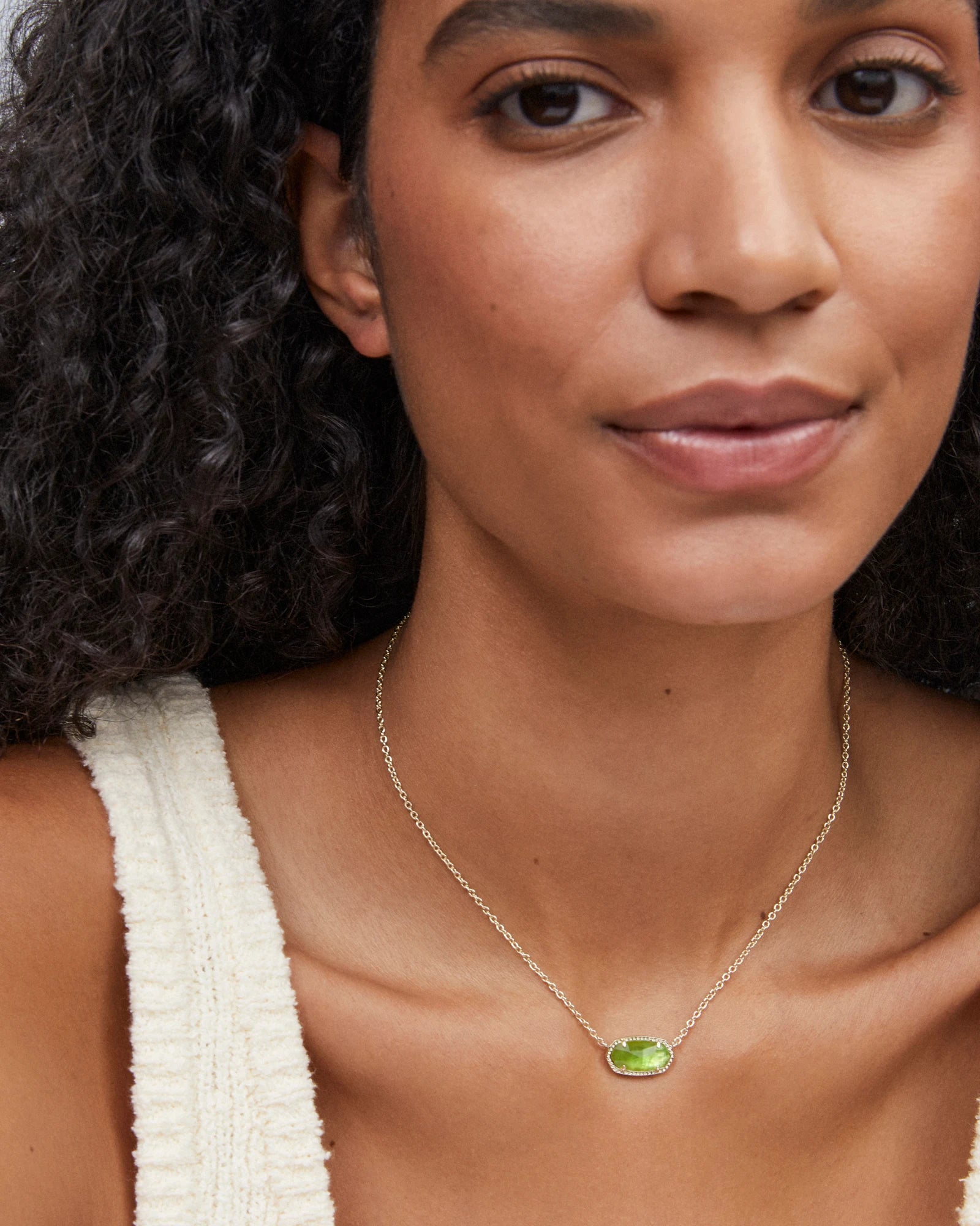 Elisa Gold Pendant Necklace in Peridot Illusion