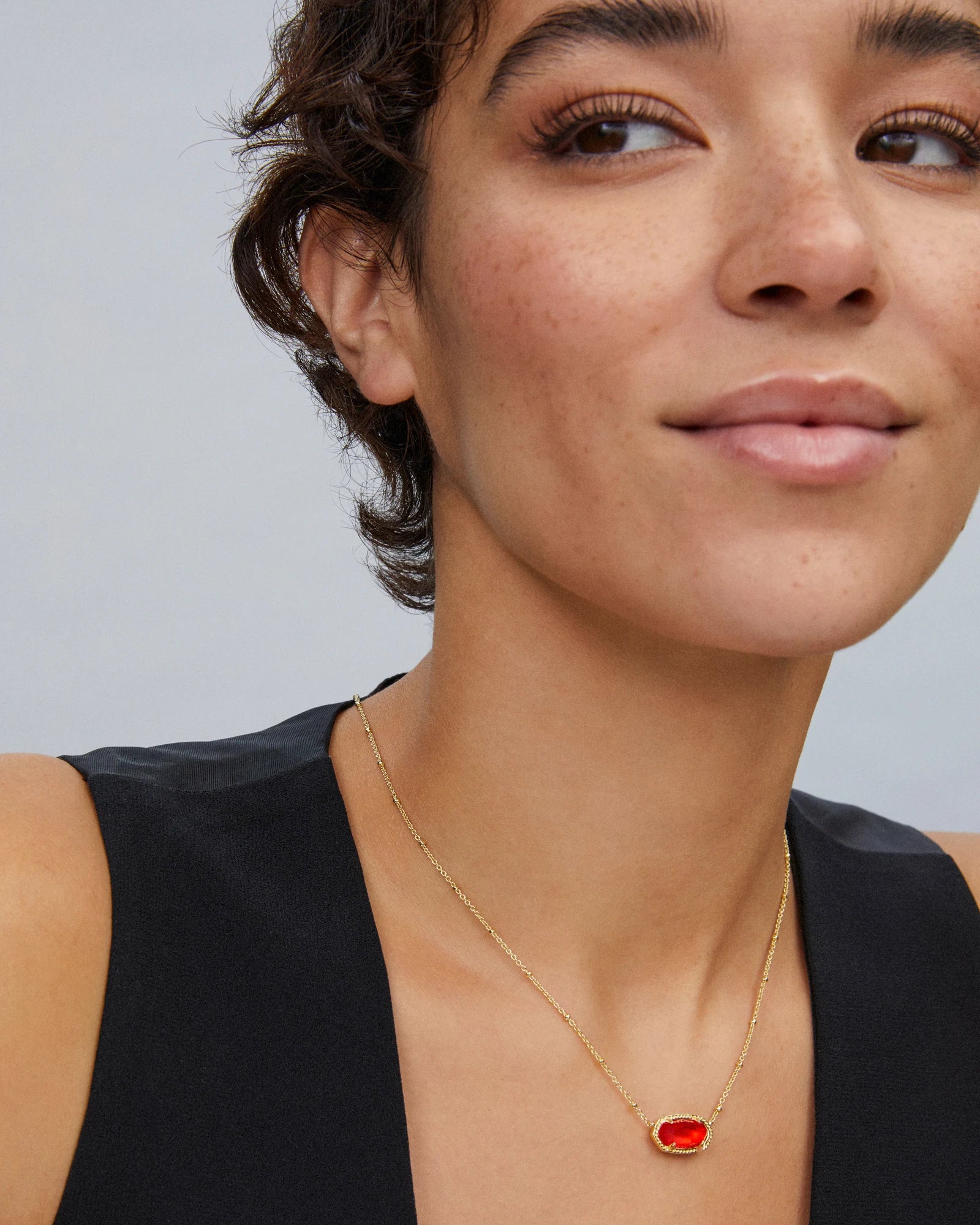 Elisa Gold Pendant Necklace in Red Illusion Boxed - Bella's House Tulsa