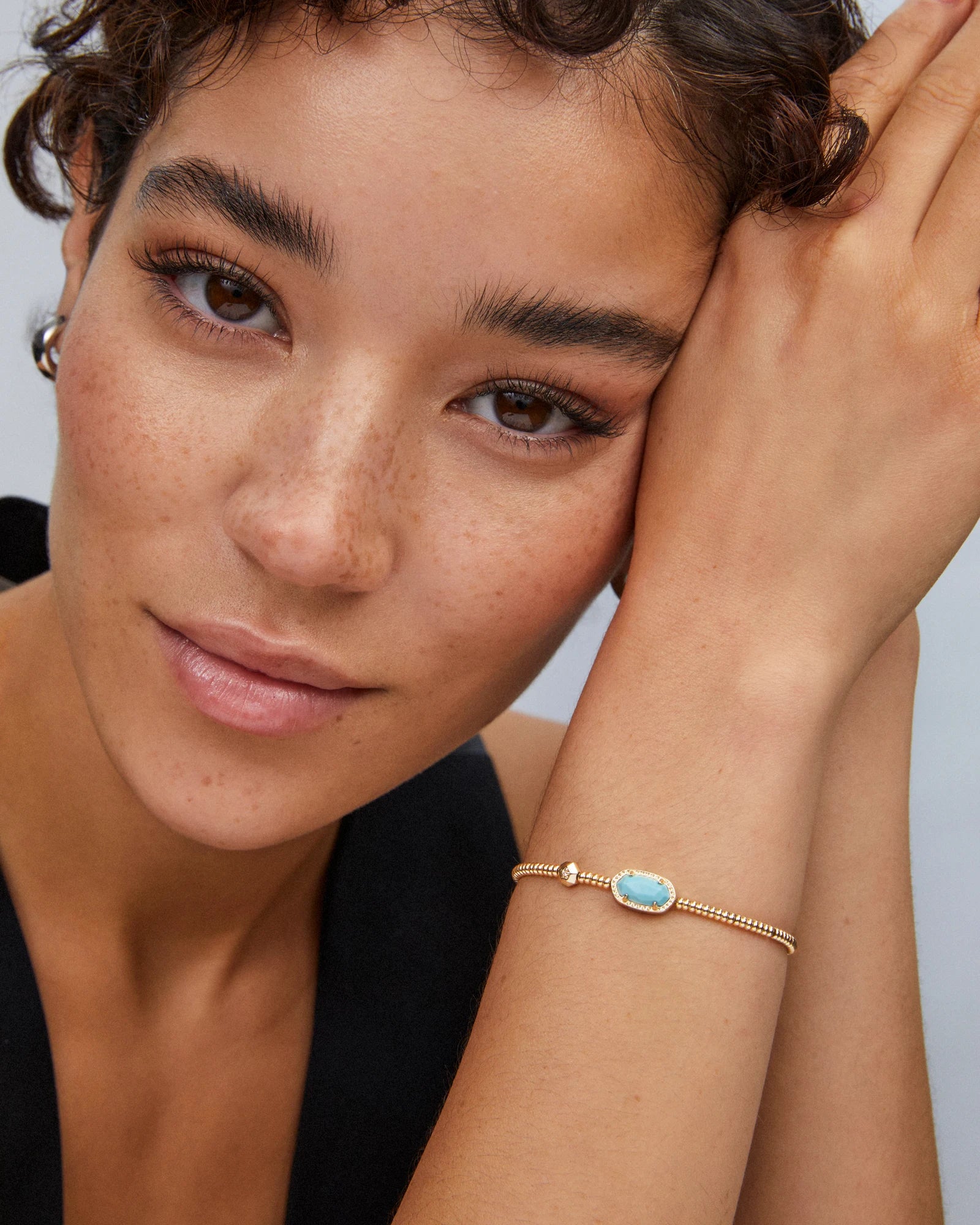 Grayson Stretch Gold Bracelet in Light Blue Magnesite