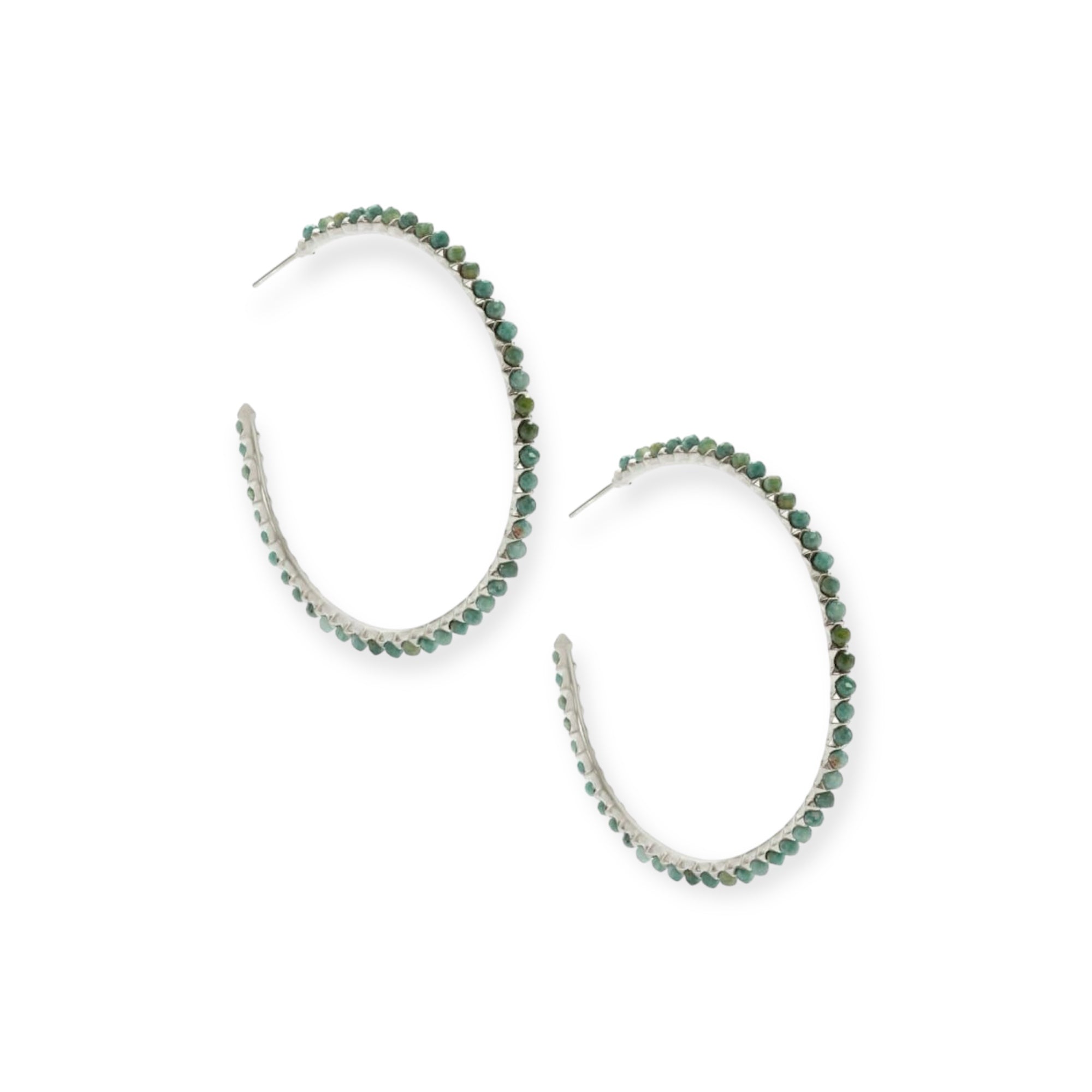 Kendra Scott Birdie Silver Hoop Earrings In African Turquoise