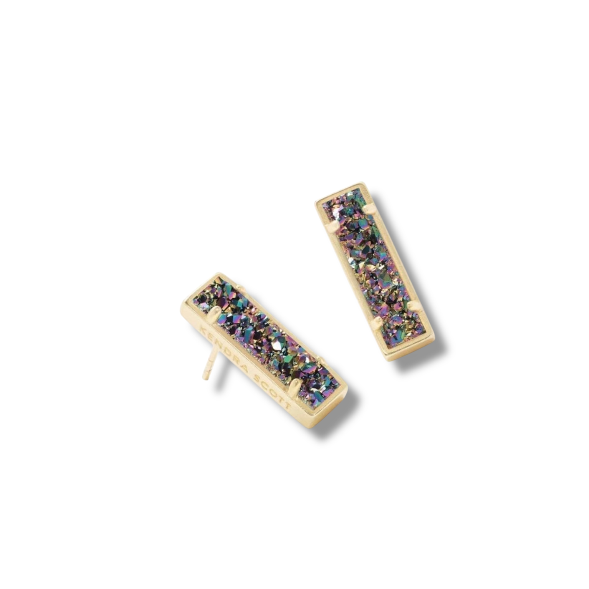 Lady Gold Stud Earrings Multi Drusy