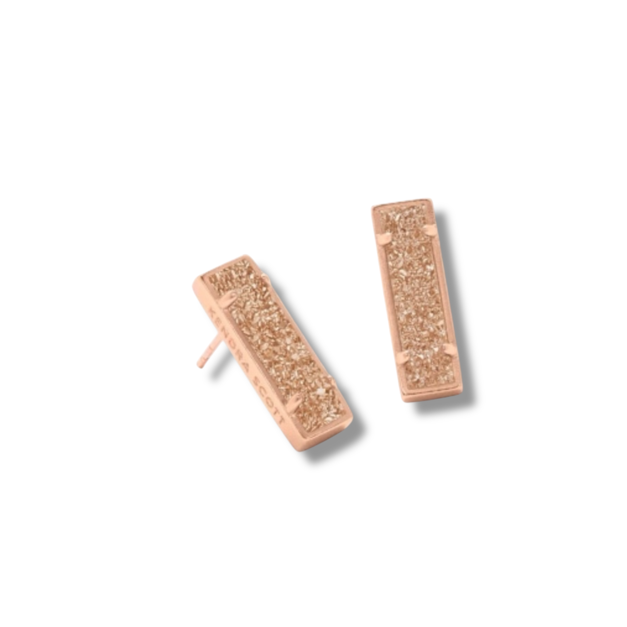 Lady Rose Gold Stud Earrings Sand Drusy