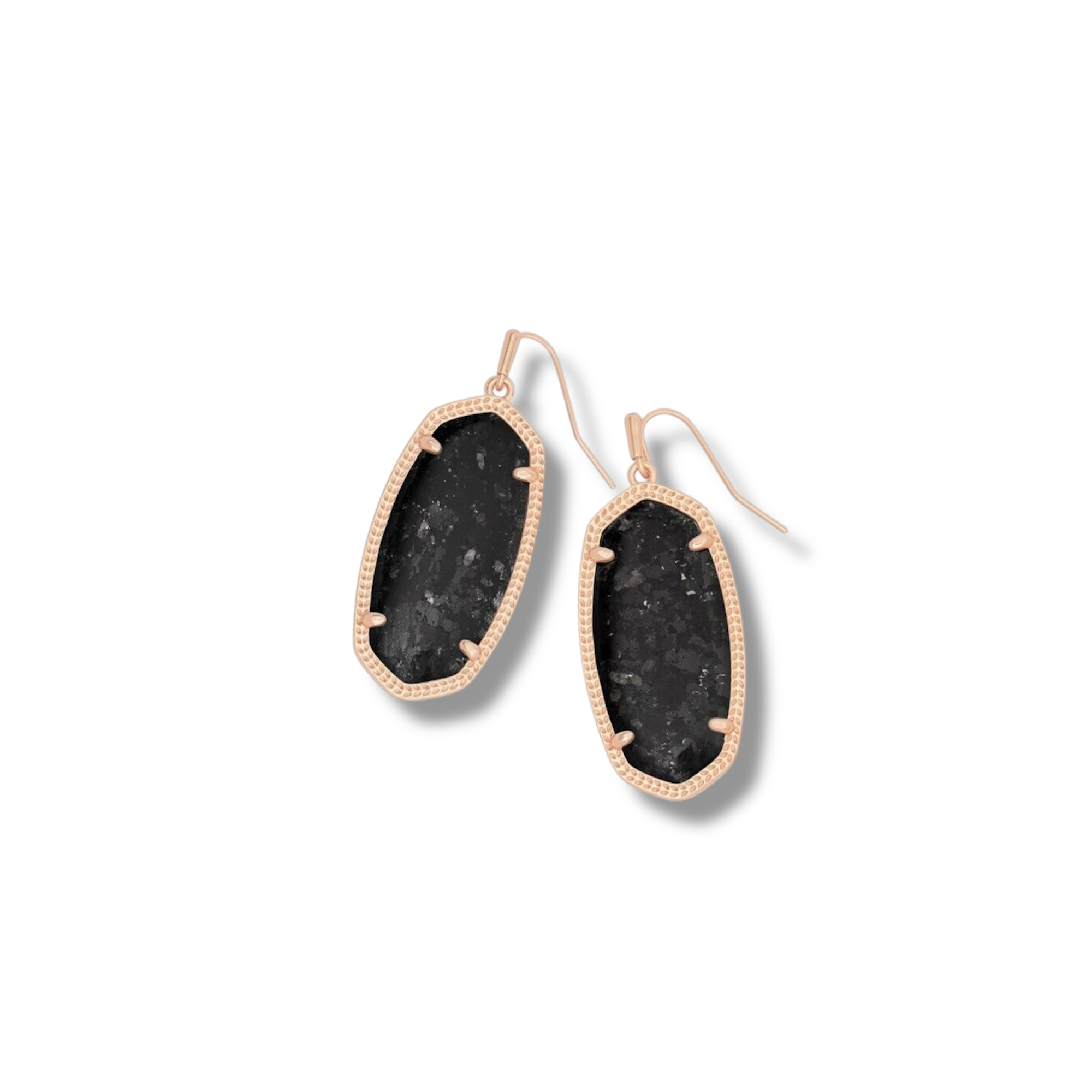 Lee Black Granite Rose Gold Tone Earrings