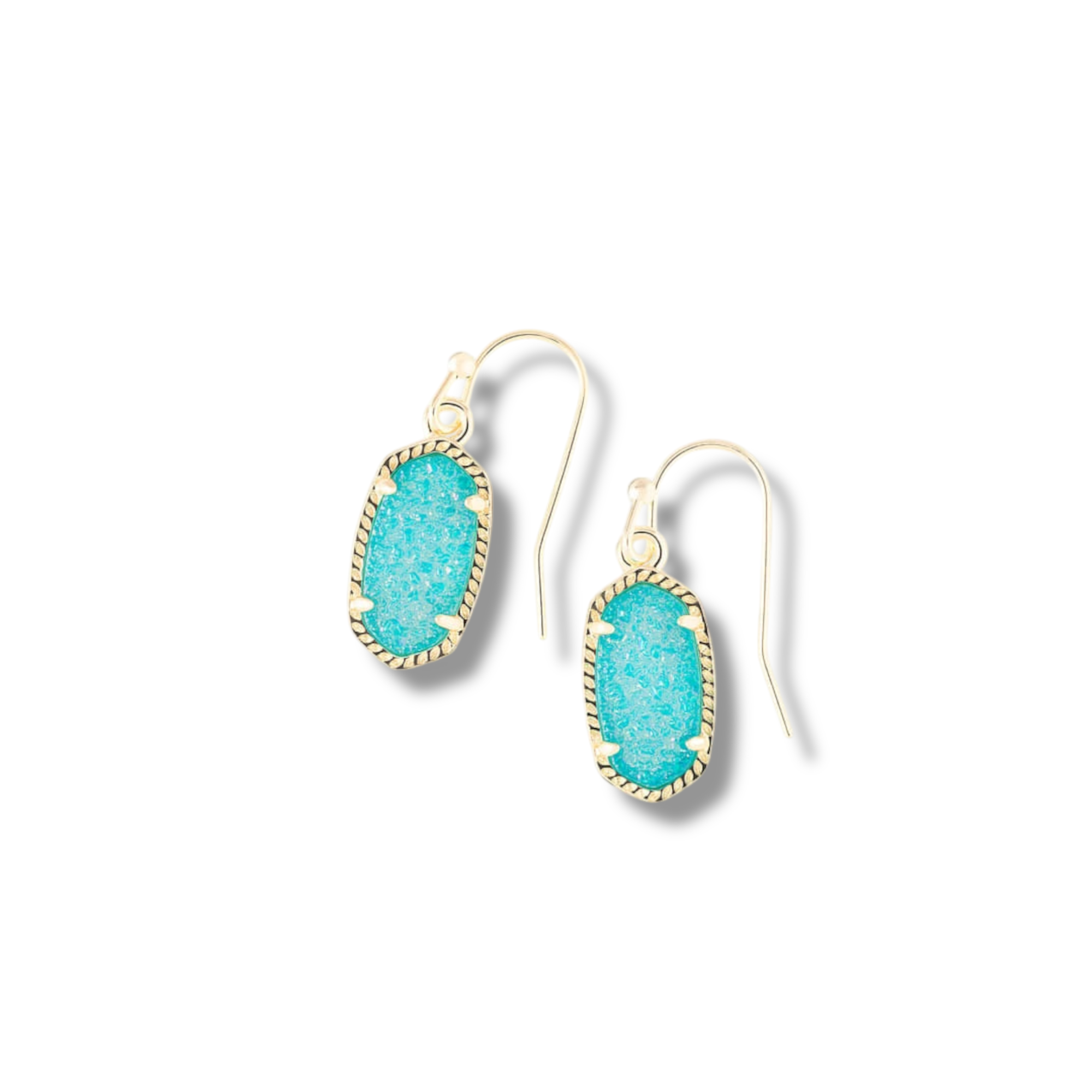 Lee Gold Earrings in Teal Drusy