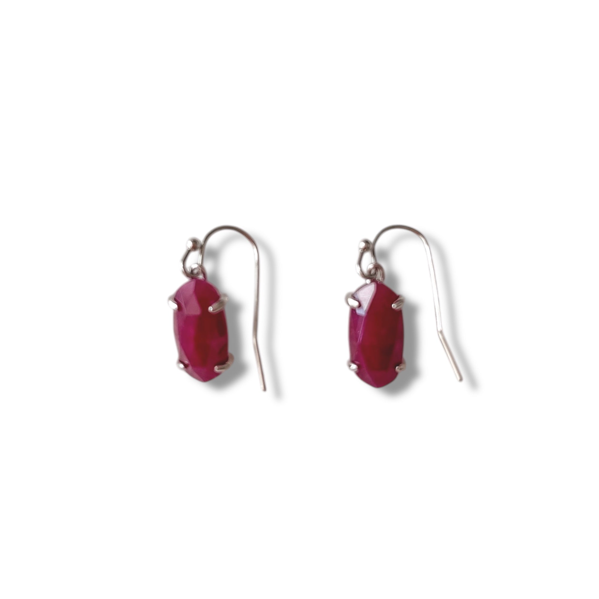 Lemmi Maroon Silver Earrings