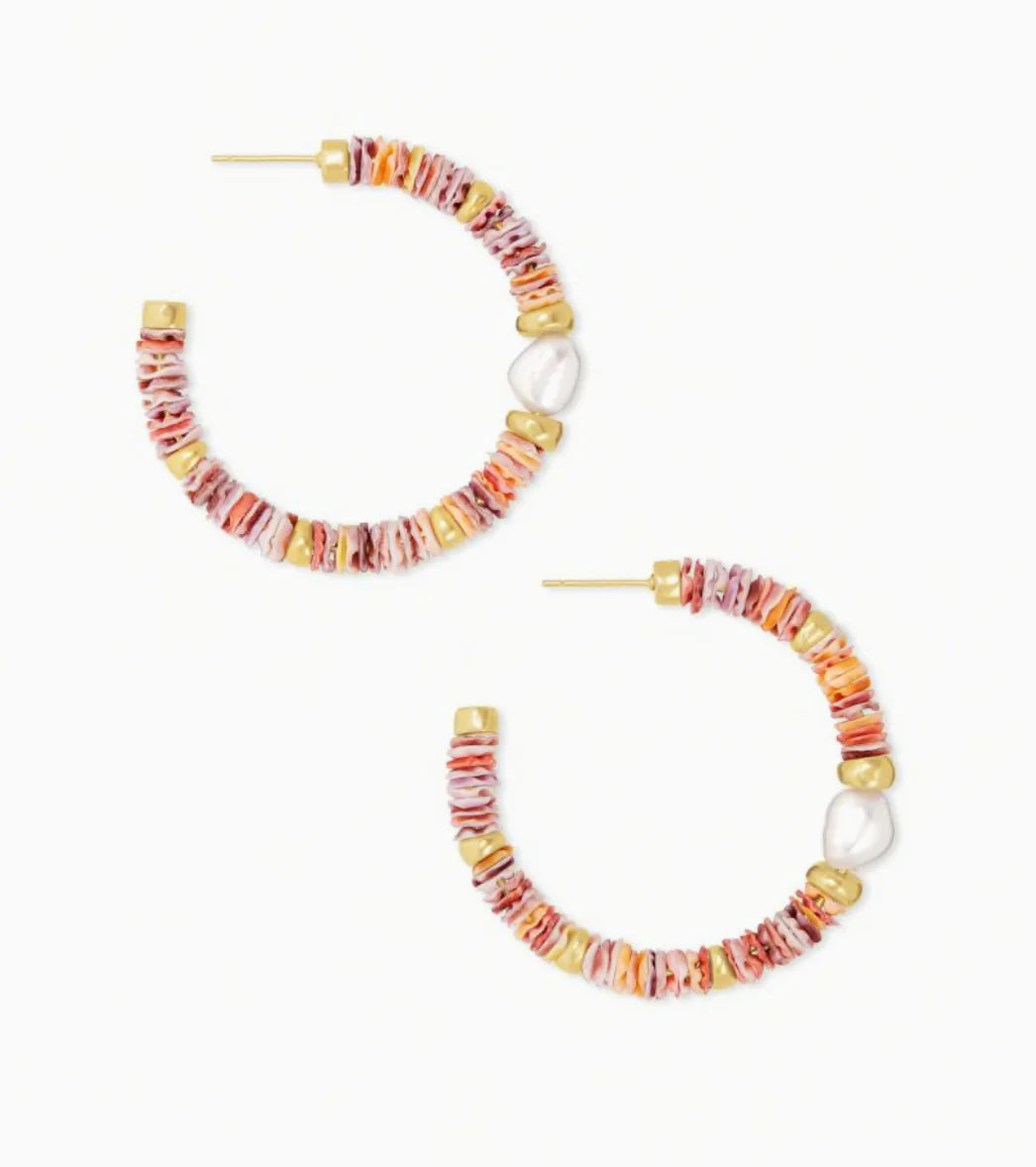 Lila Hoop Gold Earrings in Pastel Mix
