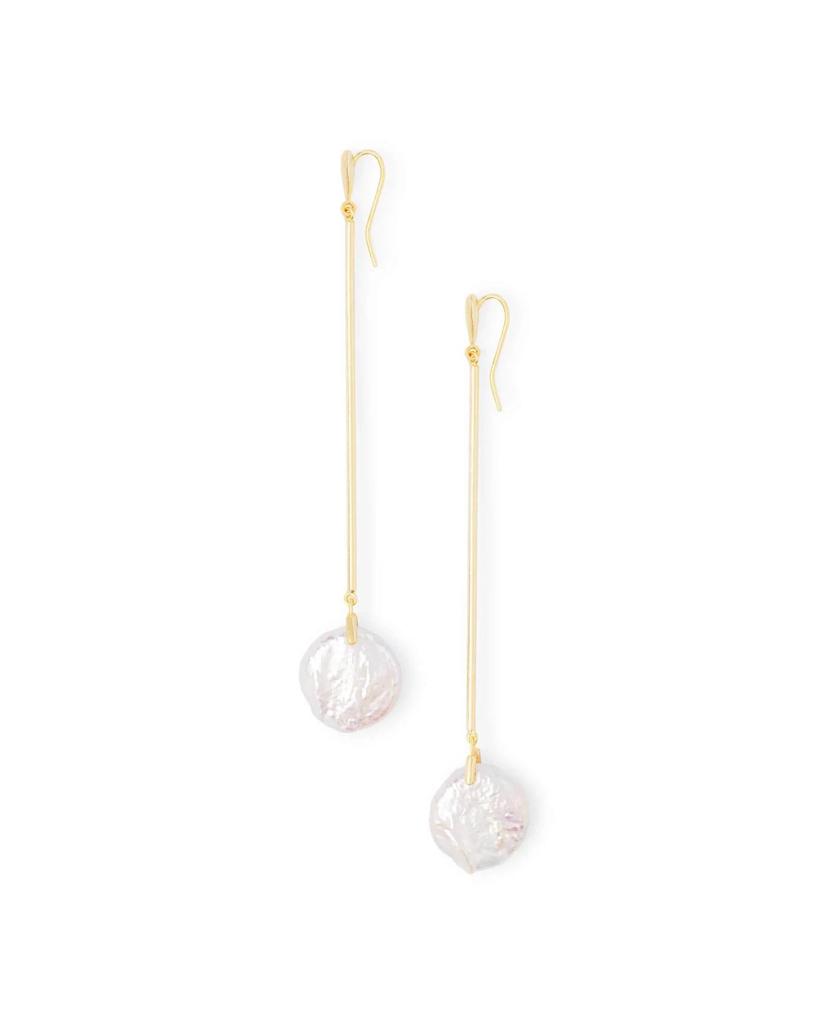 Lizbeth Gold Drop Earrings in Pearl