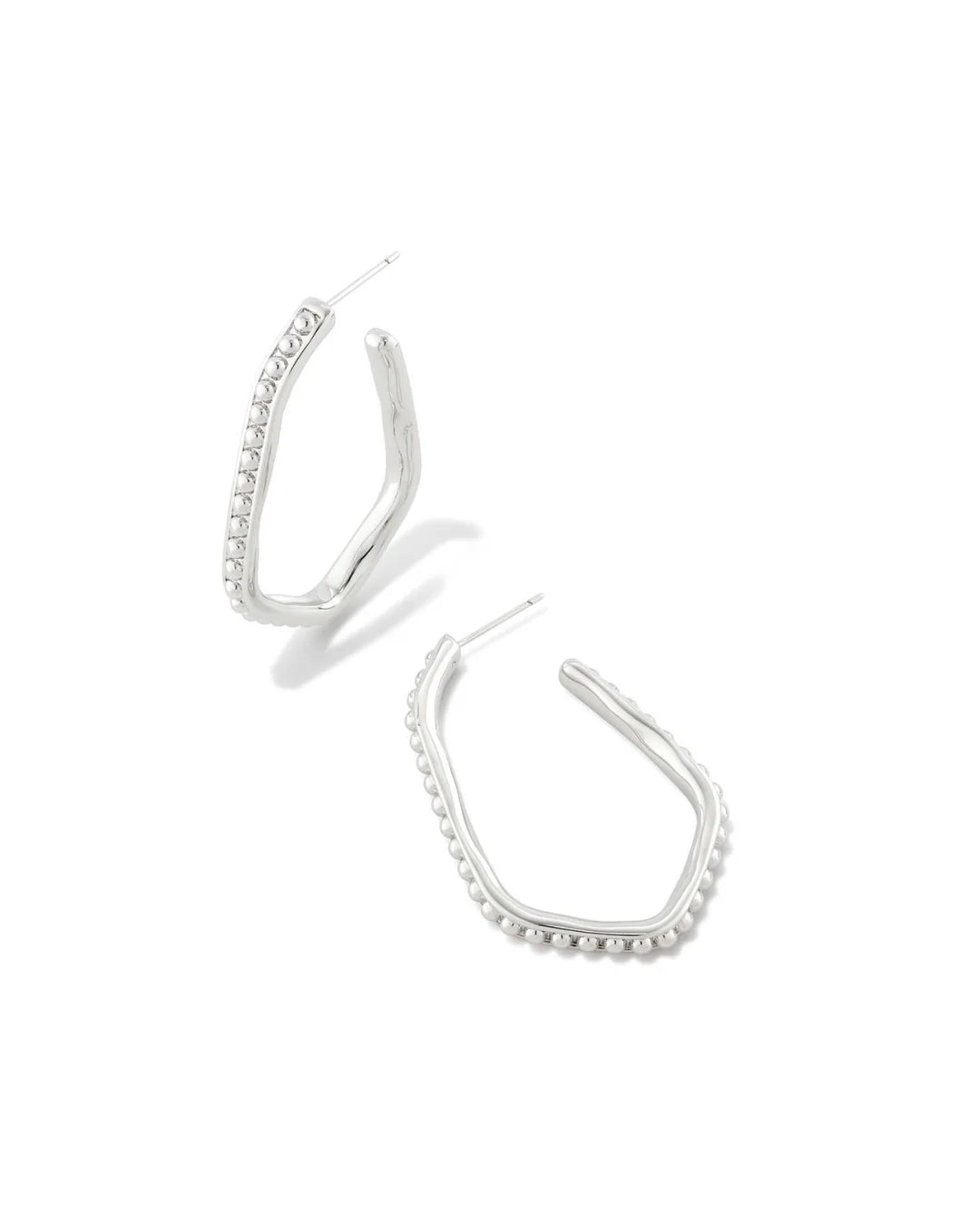 Lonnie Beaded Hoop Earrings in Silver