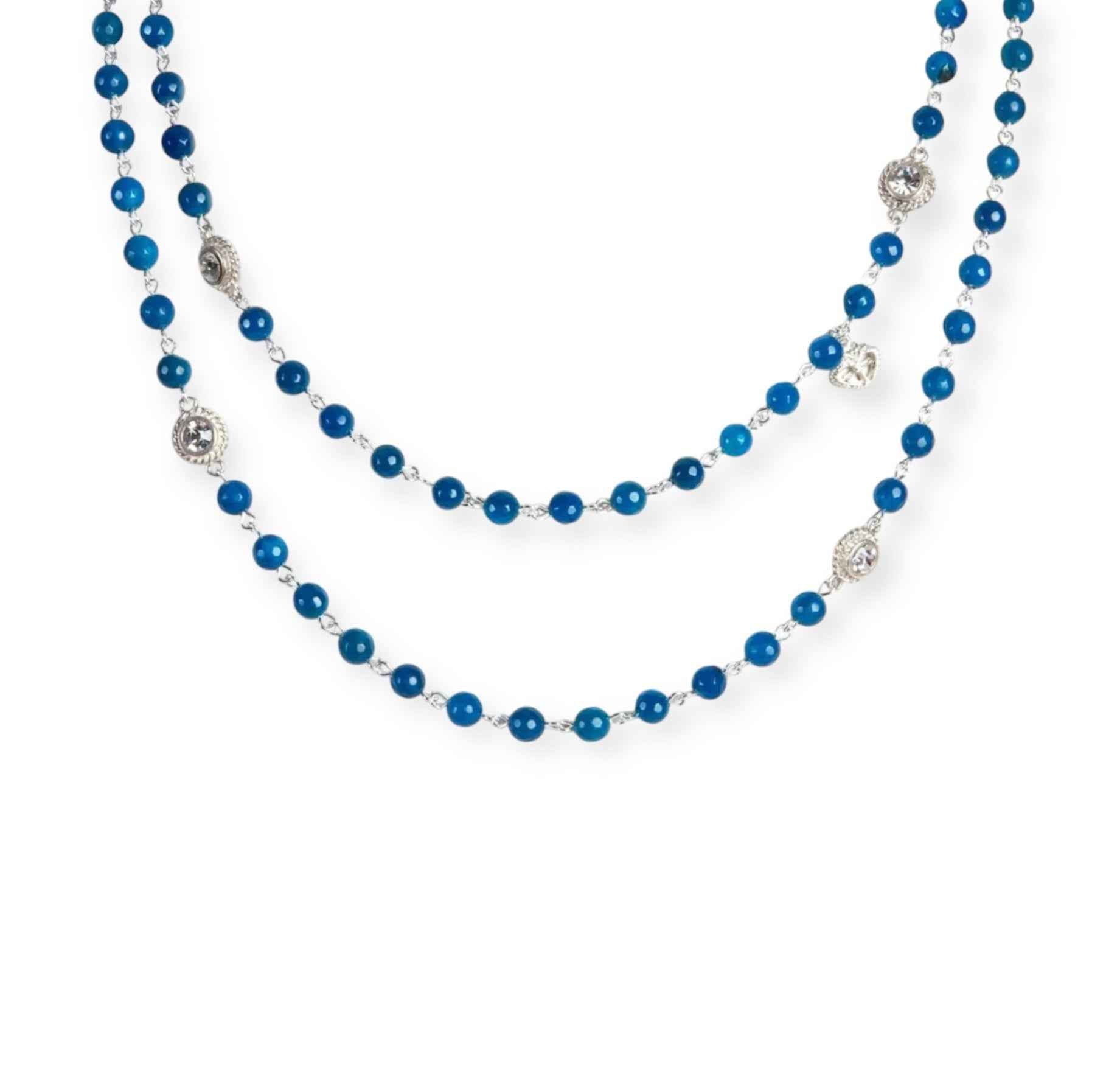 Magdalena - Lux Wrap 6mm Crystal Silver Blue Agate Clear