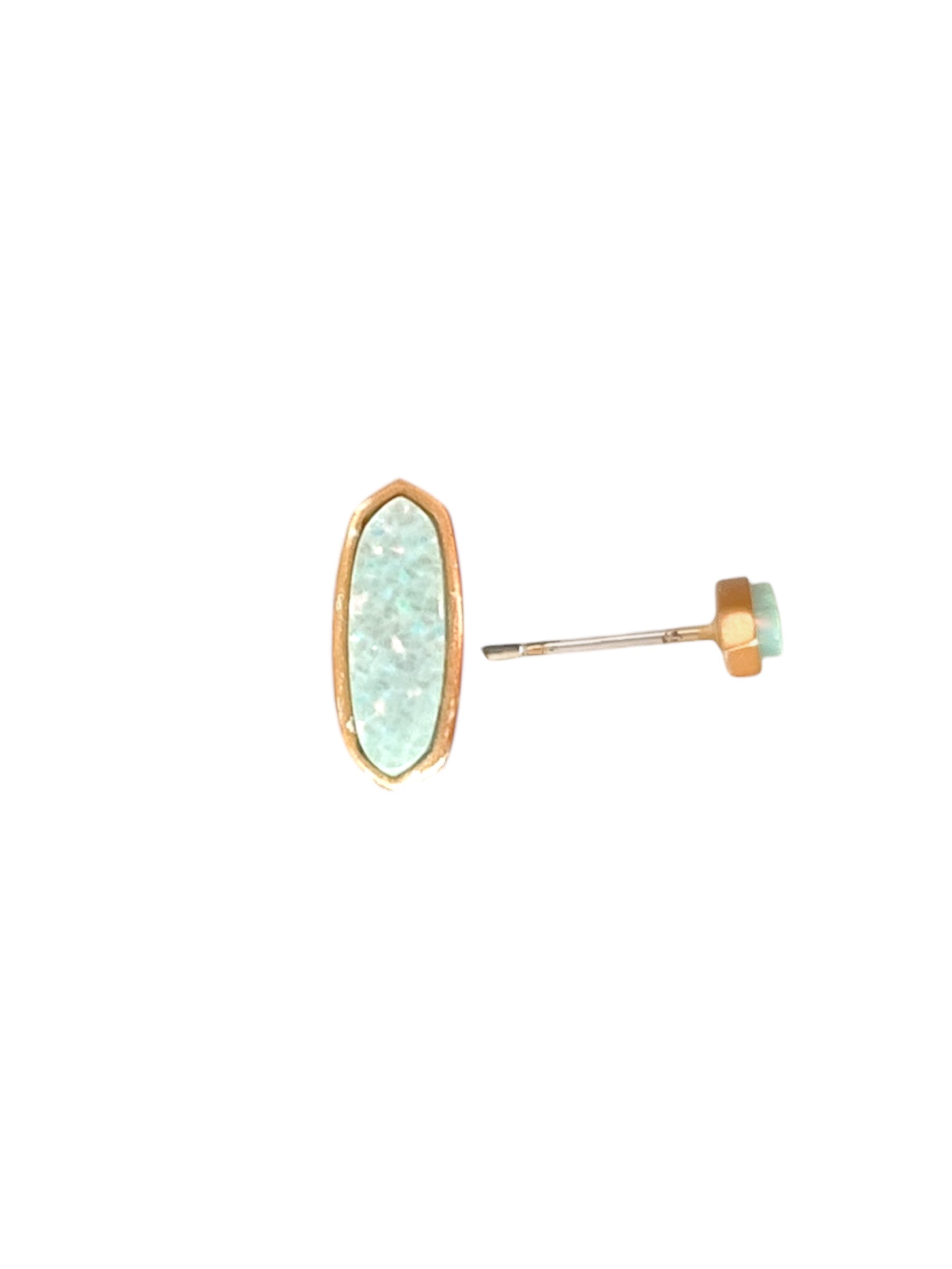 Mae Stud Gold Earrings in Aqua Opal Kyocera