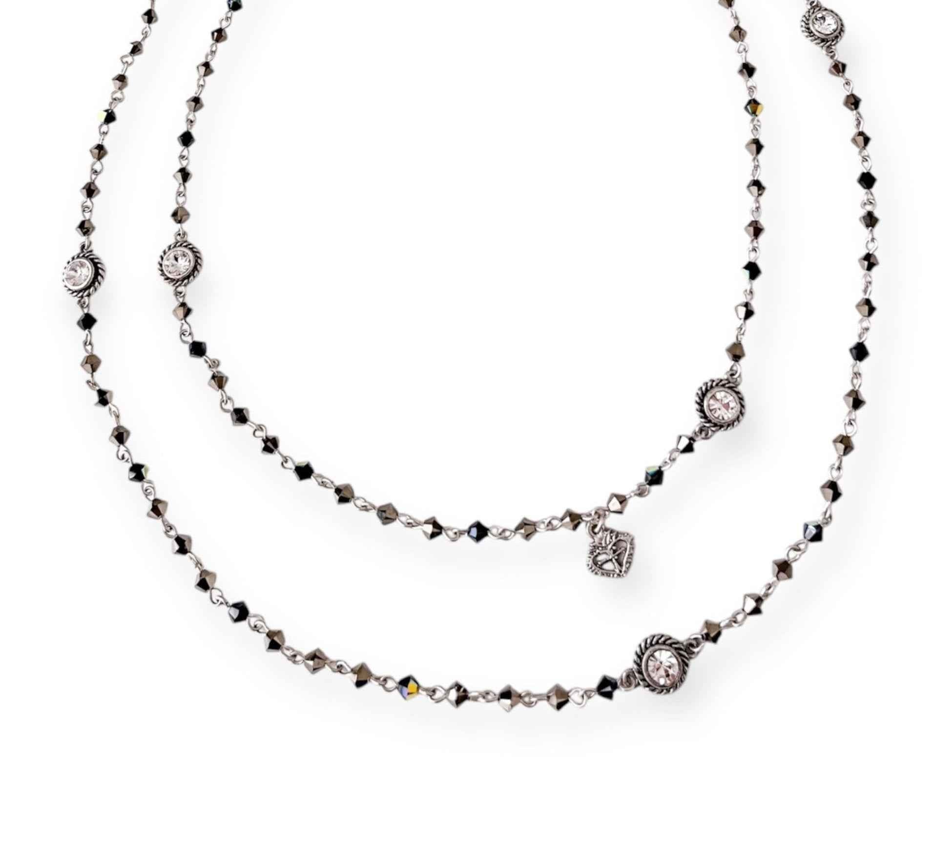Magdalena - 4mm Bicone Bead Wrap Bright Silver Dark Metallic Sky Clear
