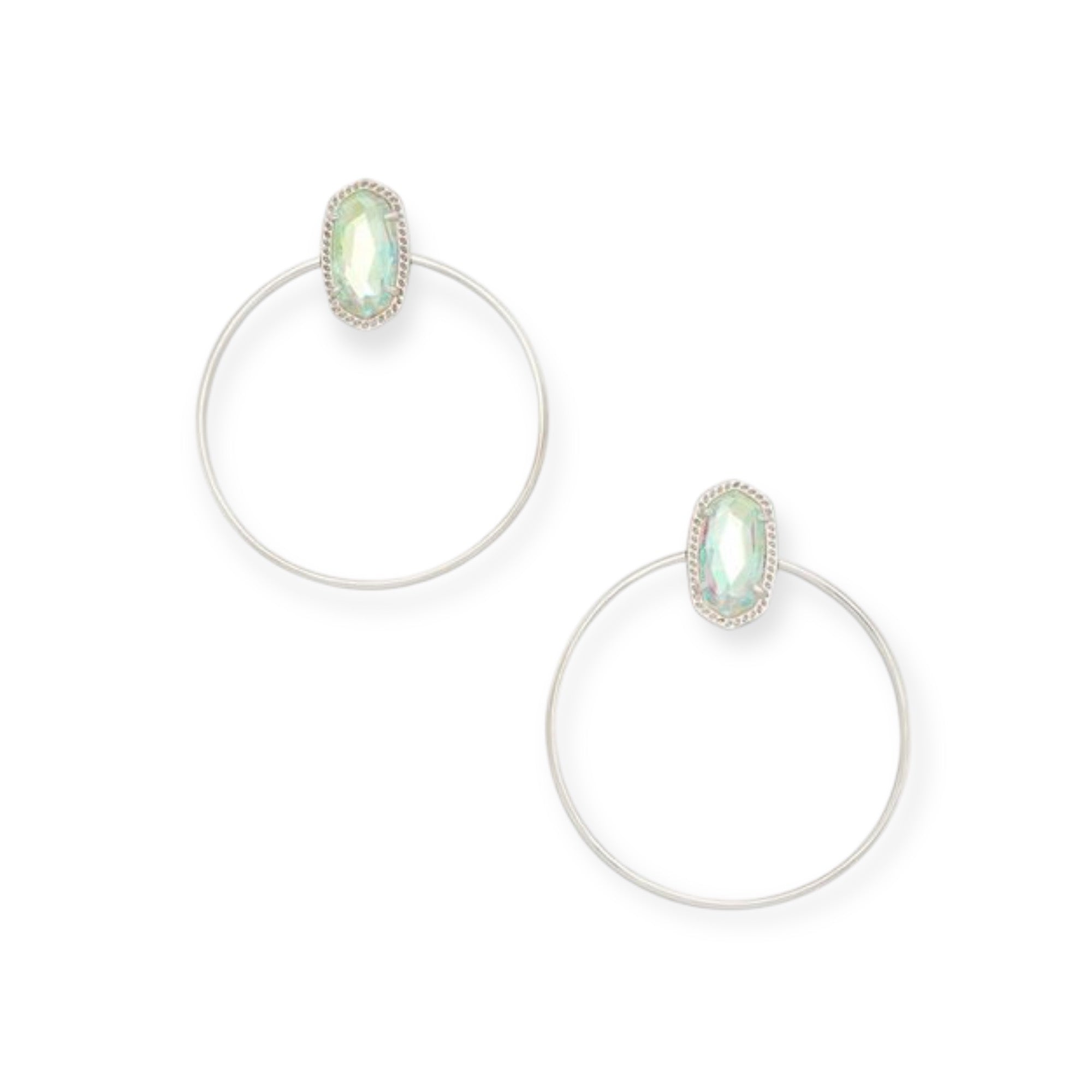 Mayra Open Frame Earring Silver Dichroic Glass