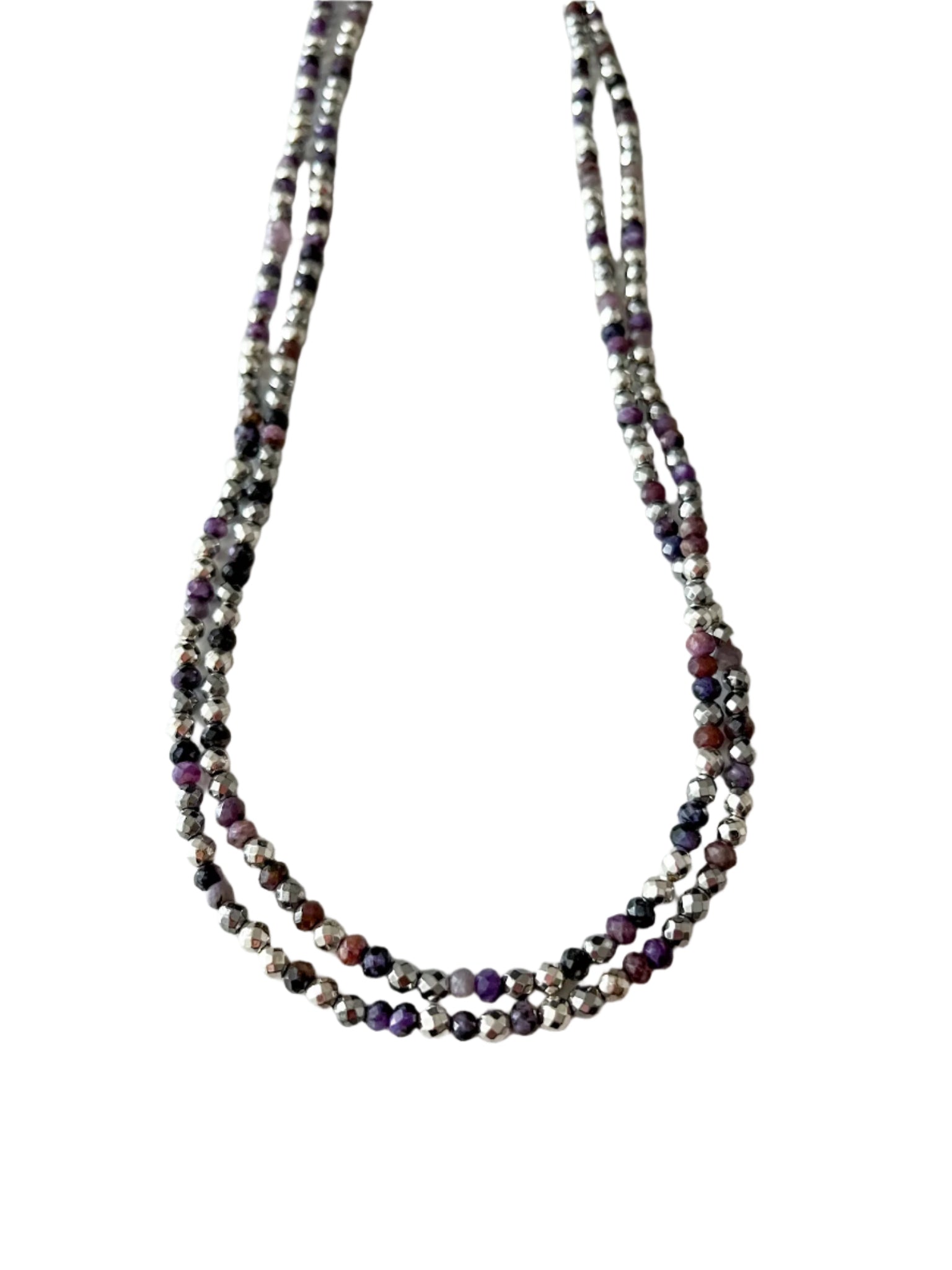 Million Dollar Wrap Bright Silver Purple Beaded Necklace
