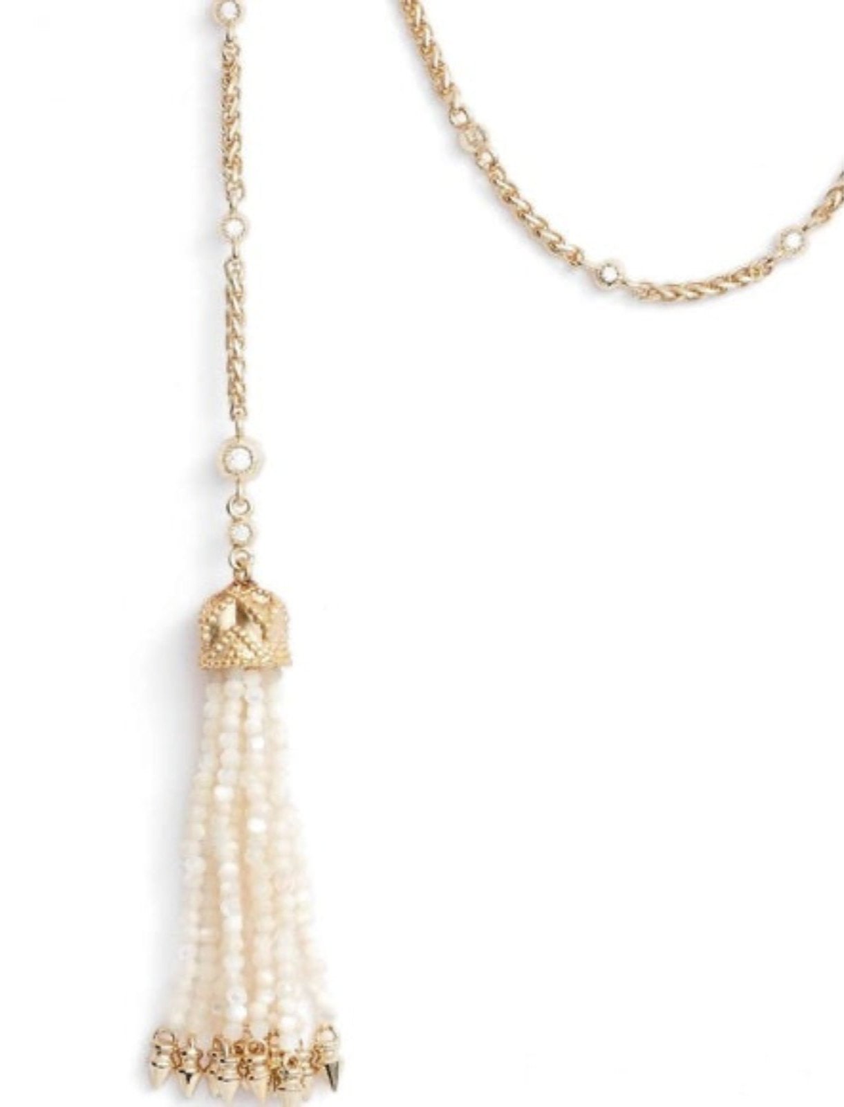 Monique Tassel Necklace Gold Mother of Pearl - Bella's House Tulsa