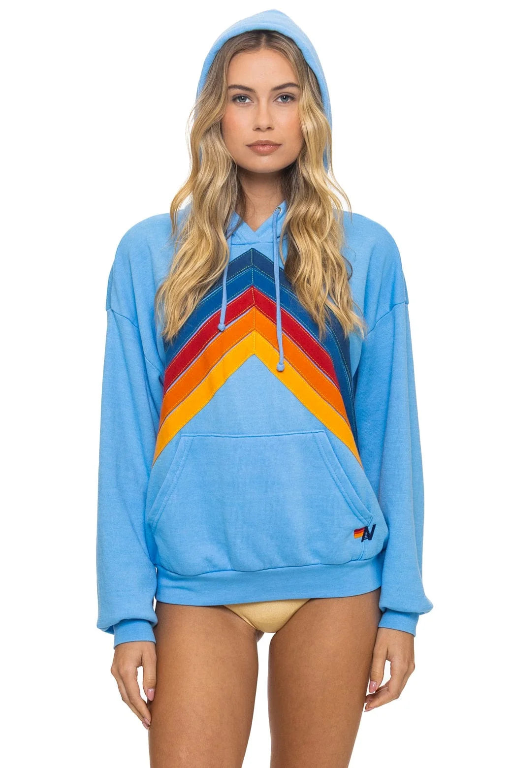 Mountain Stitch Chevron Pullover Hoodie- Sky