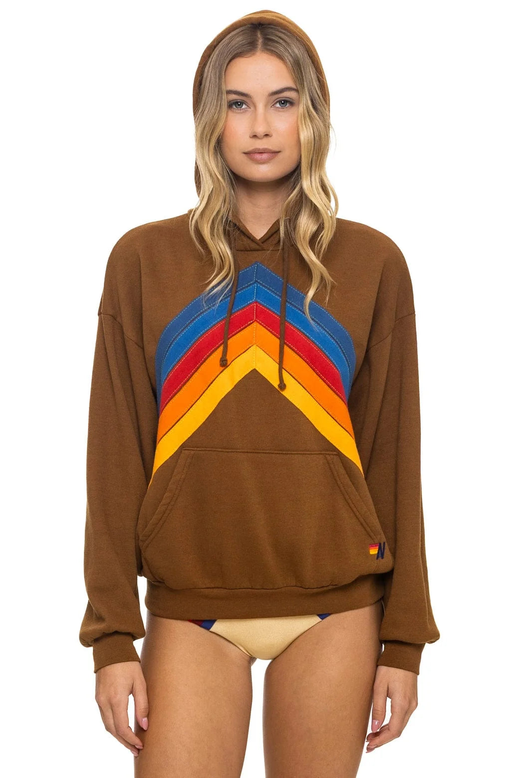 Mountain Stitch Chevron Pullover Hoodie- Cinnamon