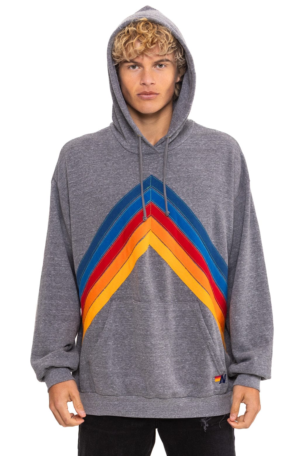 Mountain Stitch Chevron Pullover Hoodie- Heather Grey