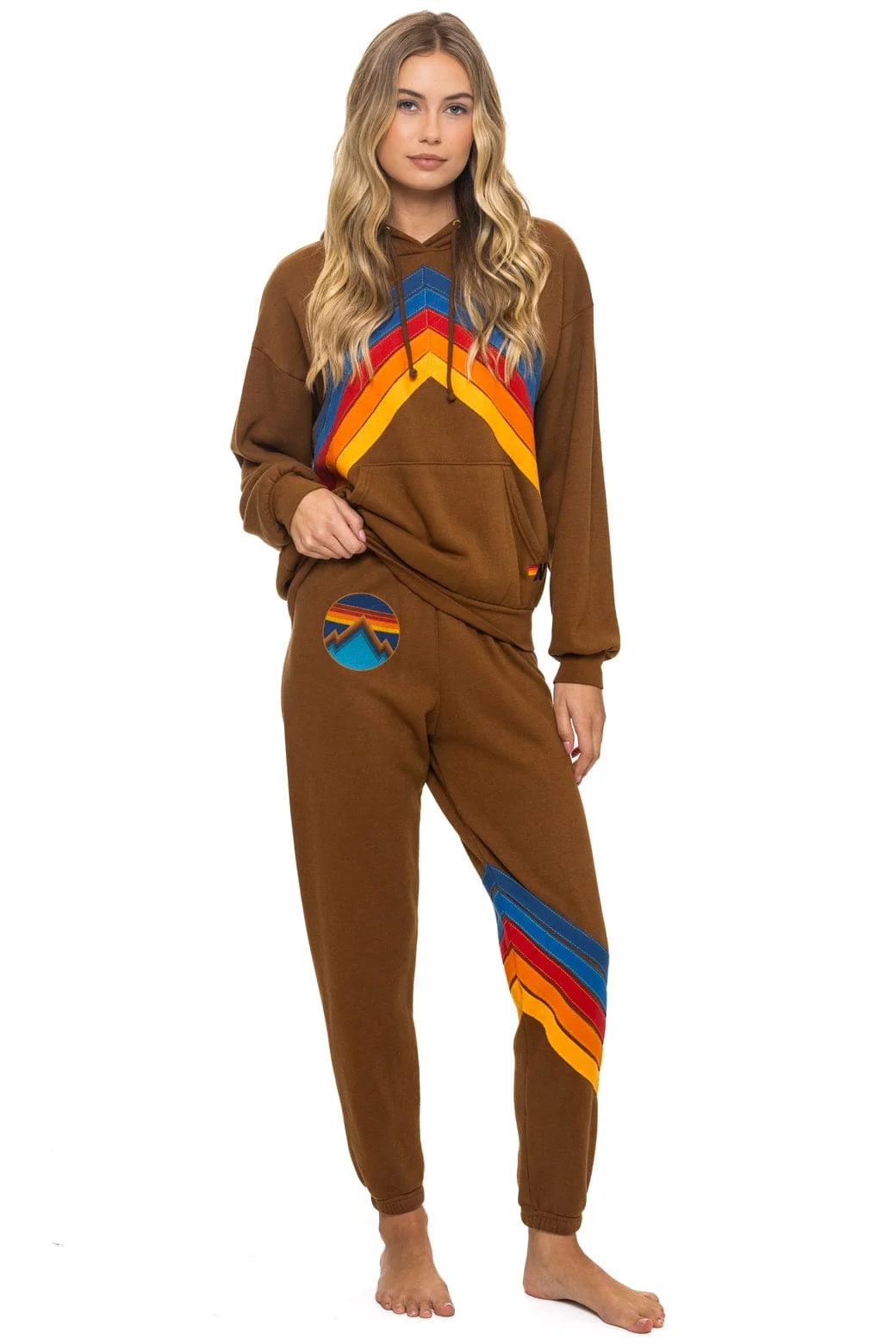 Mountain Stitch Chevron Pullover Hoodie- Cinnamon