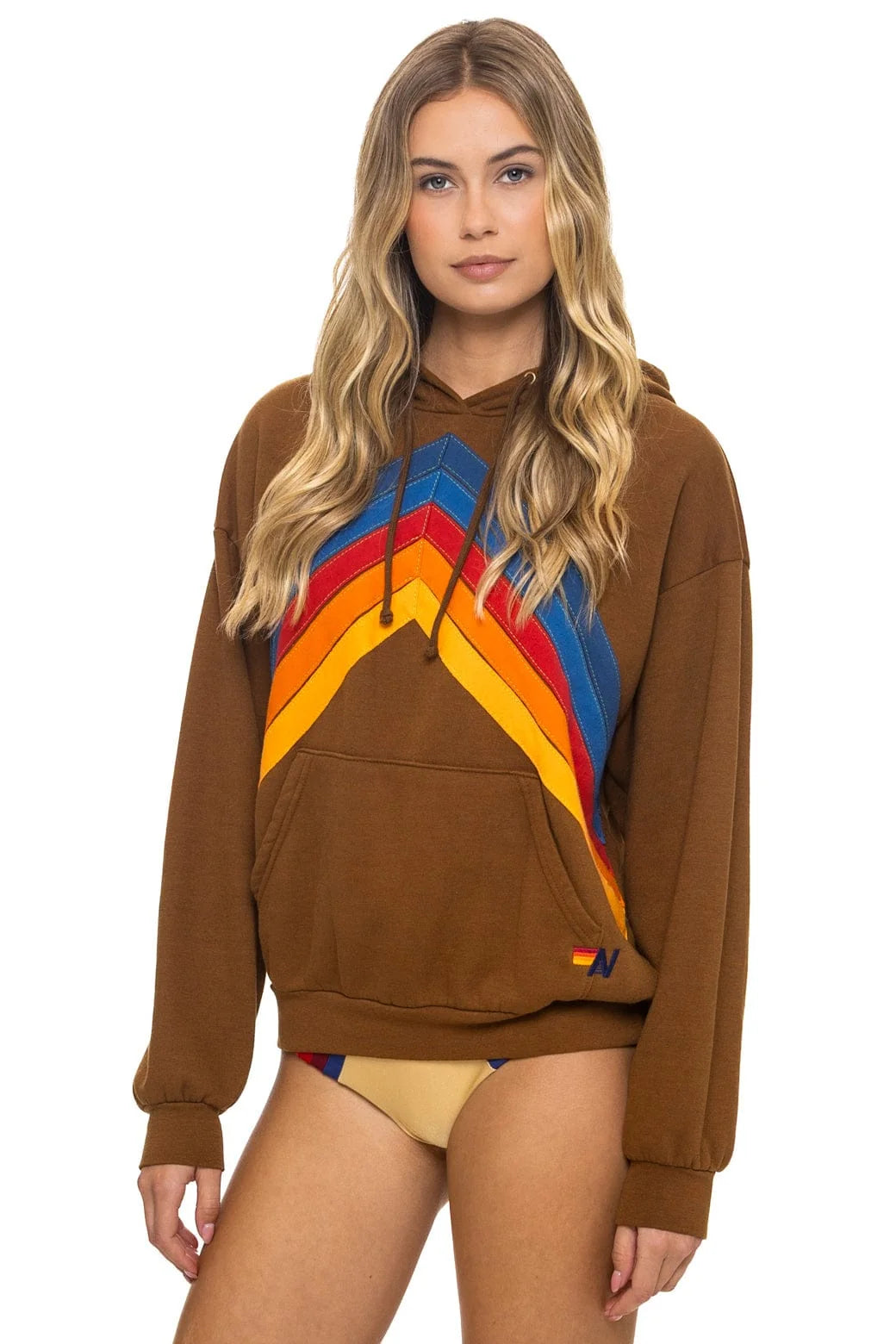 Mountain Stitch Chevron Pullover Hoodie- Cinnamon