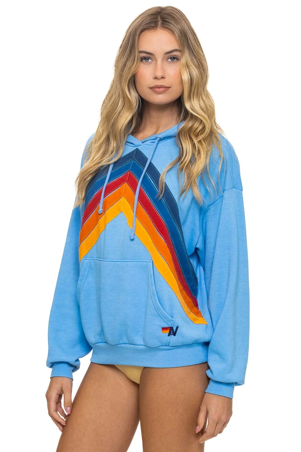 Mountain Stitch Chevron Pullover Hoodie- Sky
