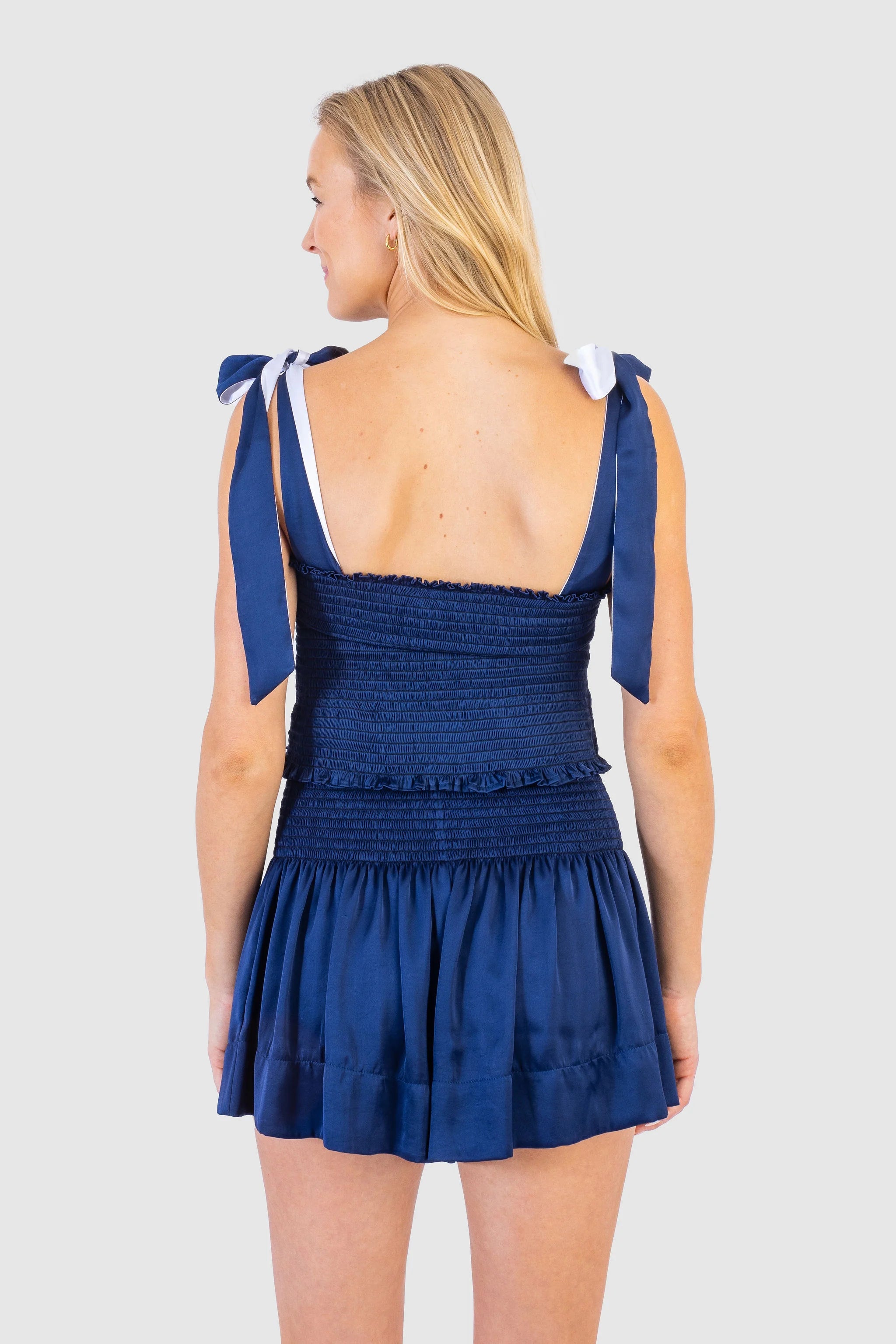 NAVY POLYSATIN ERICA SKIRT