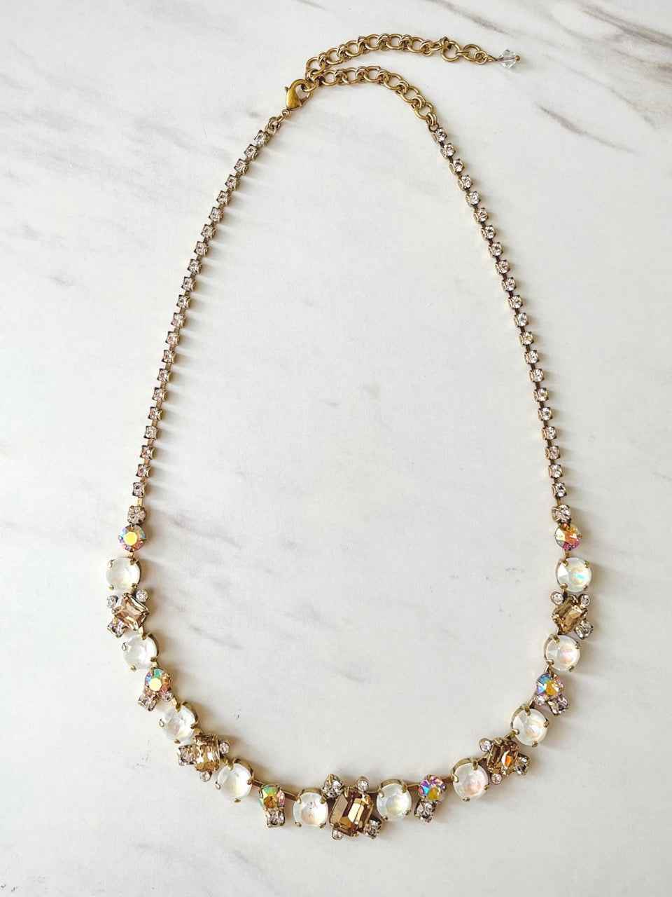 NDK17AGROB Sophisticated Tennis Necklace Antique Gold Rocky Beach