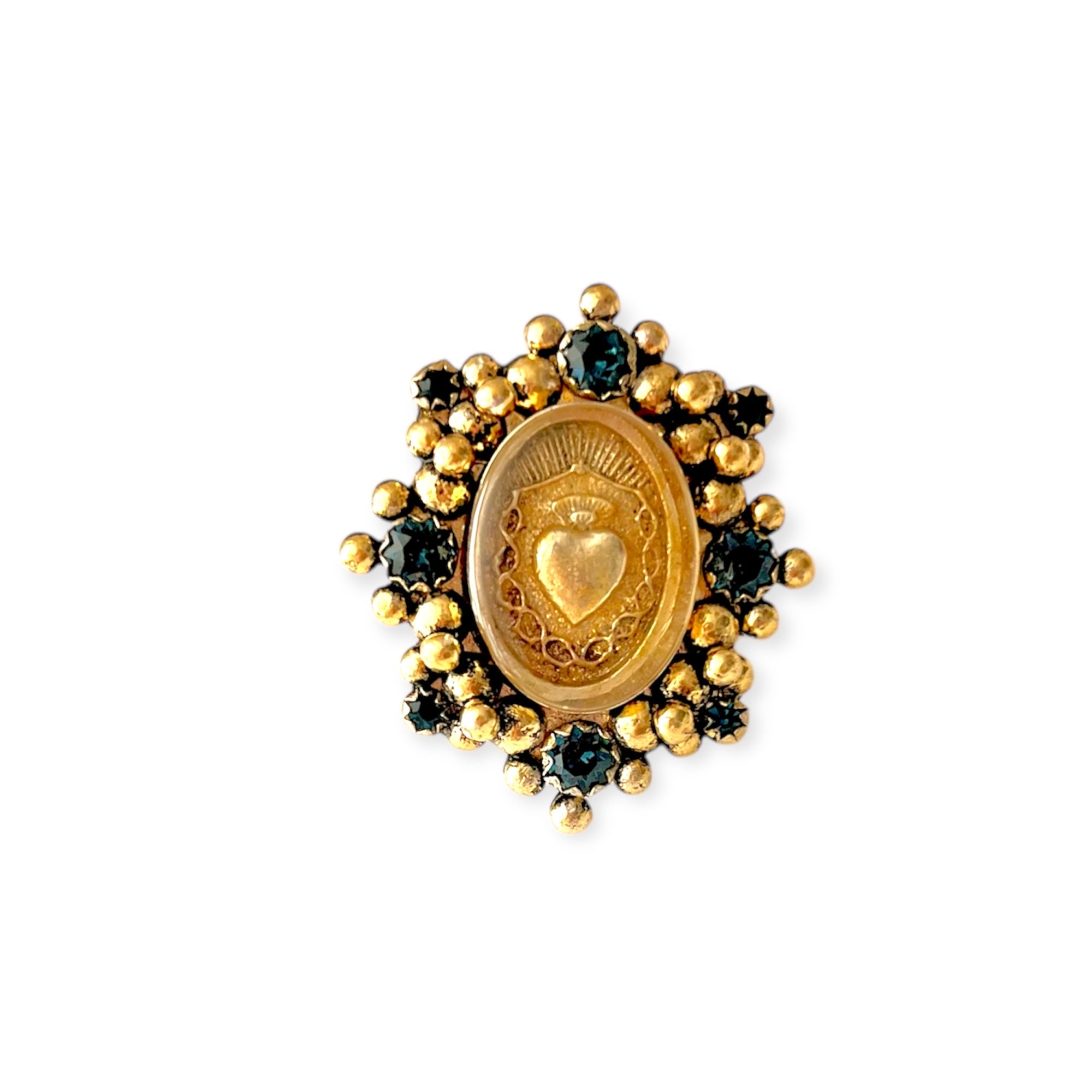 Oval Cloister Sacred Heart Ring in Bright Gold Montana