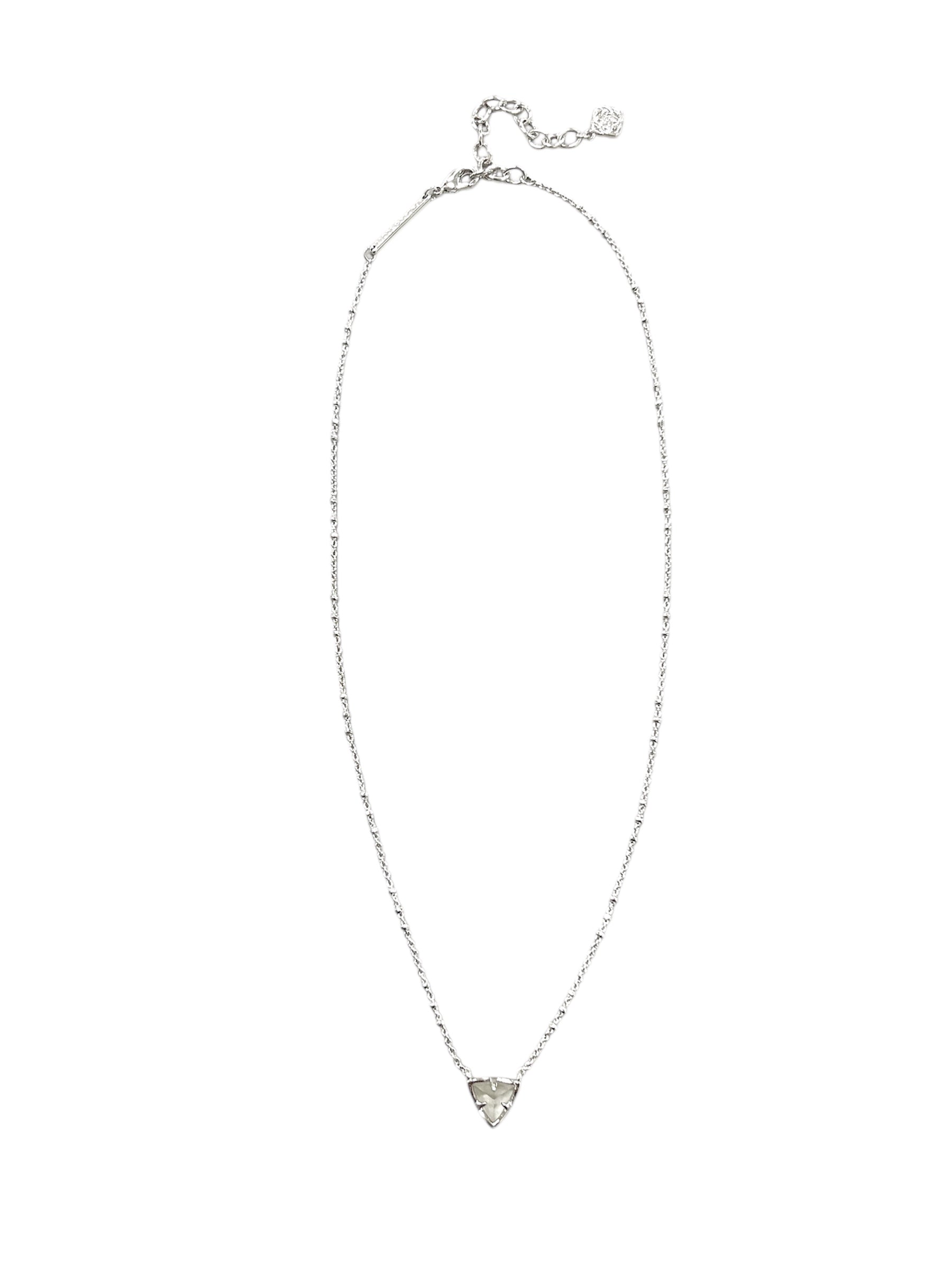 Perry Short Silver Pendant Necklace in Gray Illusion