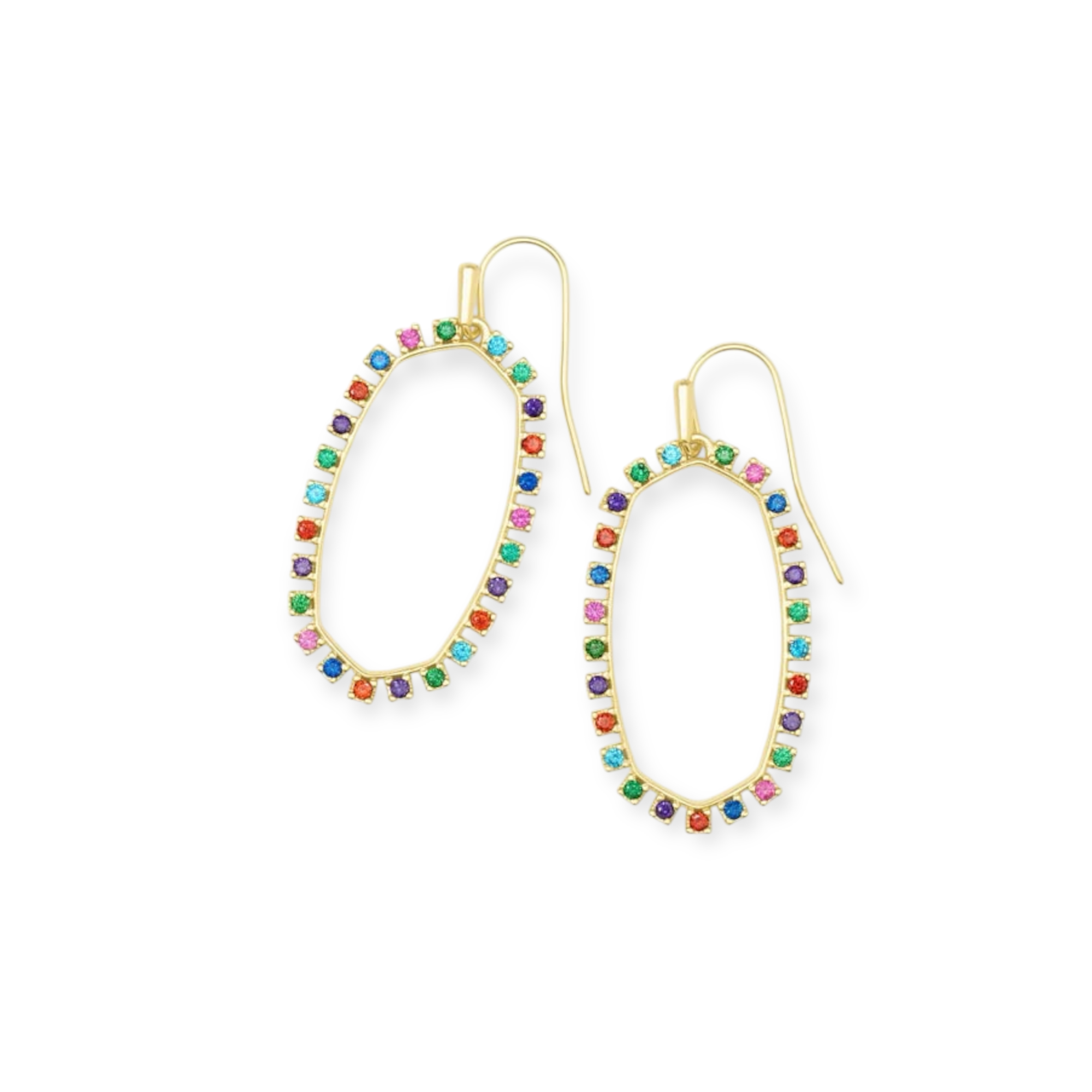 Elle Open Frame Gold Earrings Multi CZ