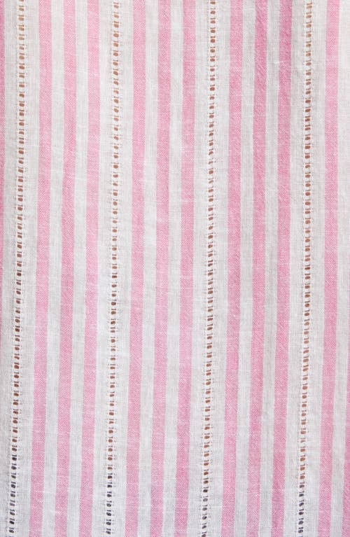 Pink and white striped fabric with a subtle pattern