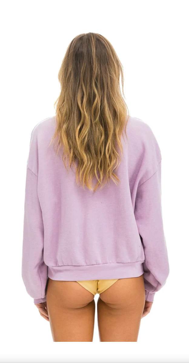 Rainbow Heart Stitch Crew Sweatshirt Relaxed Mauve - Bella's House Tulsa